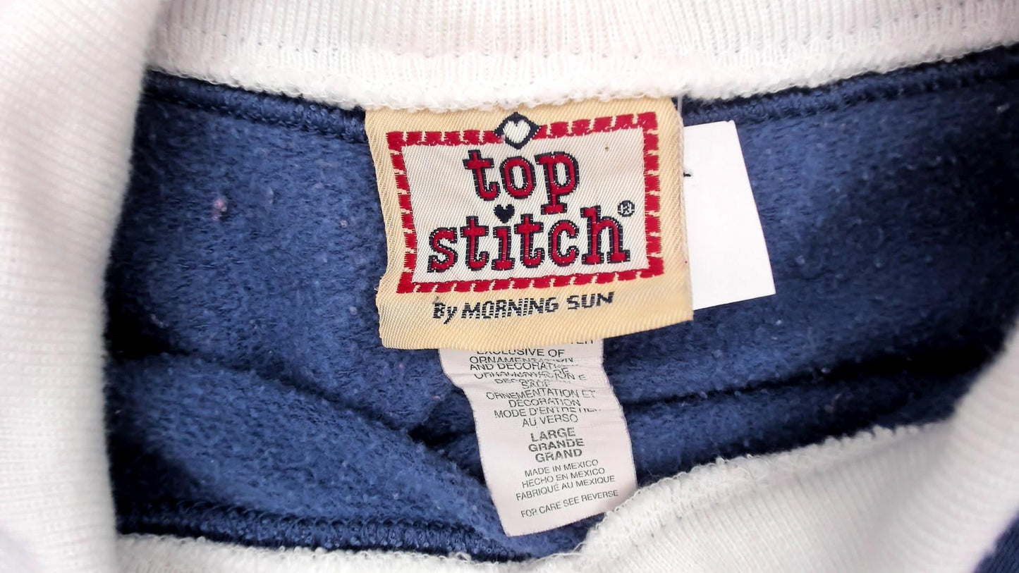 90s Morning Sun Butterfly Embroidered Sweatshirt Dusty Blue Peter Pan Collar Large