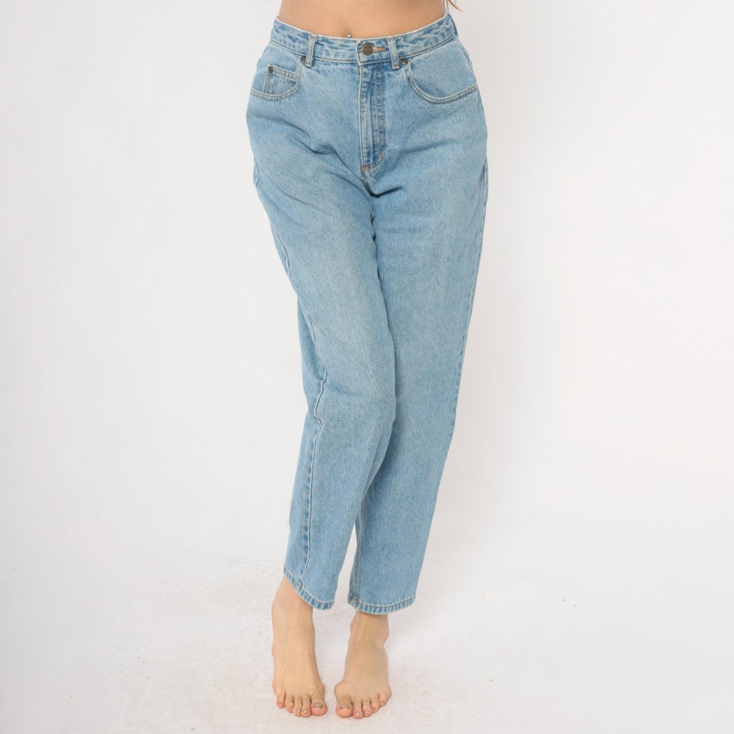 90s Liz Authentic High Waisted Jeans Light Wash Leaf Pocket Medium
