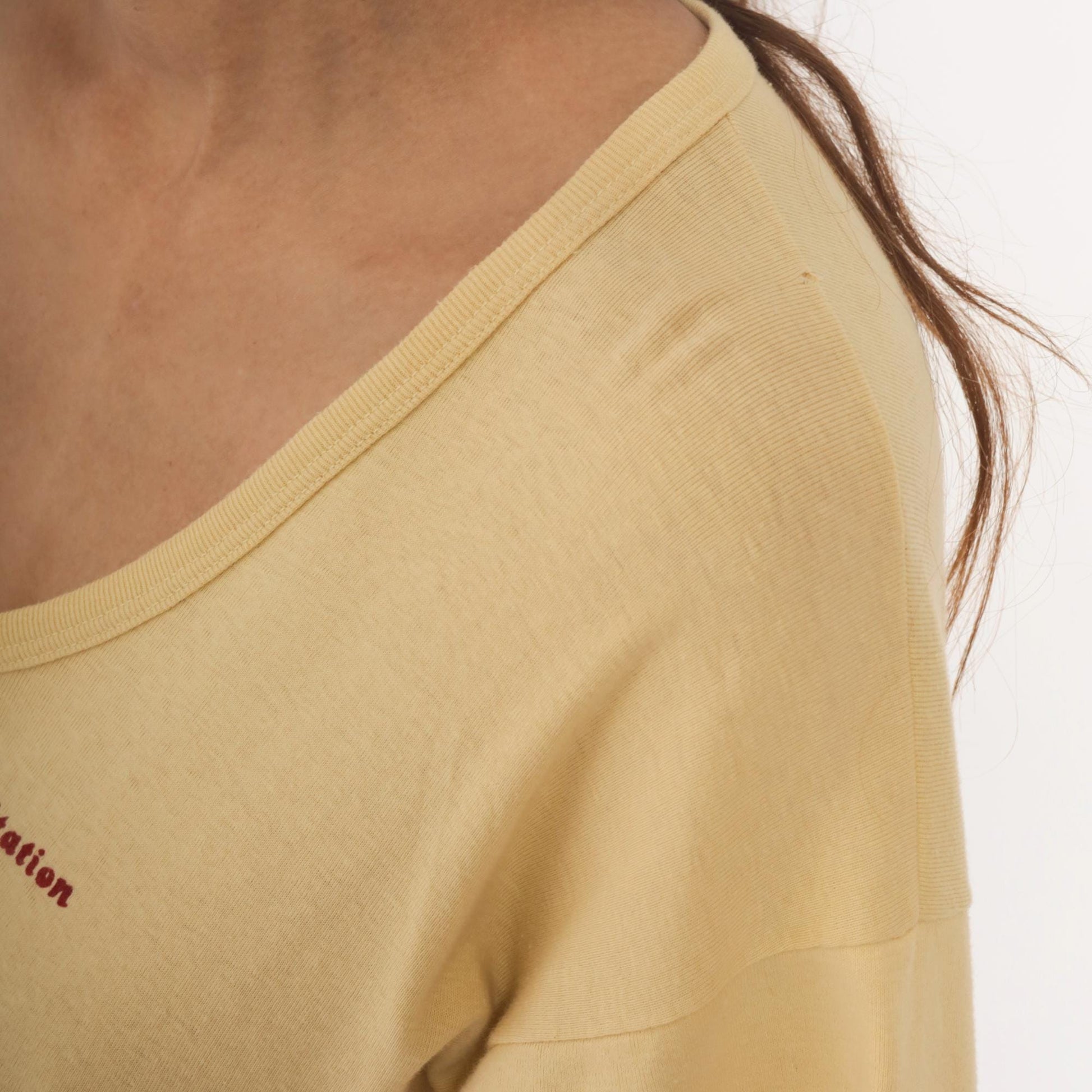 80s Chimpanzee Rehabilitation The Gambia Yellow Cotton V-Neck Tee Large L