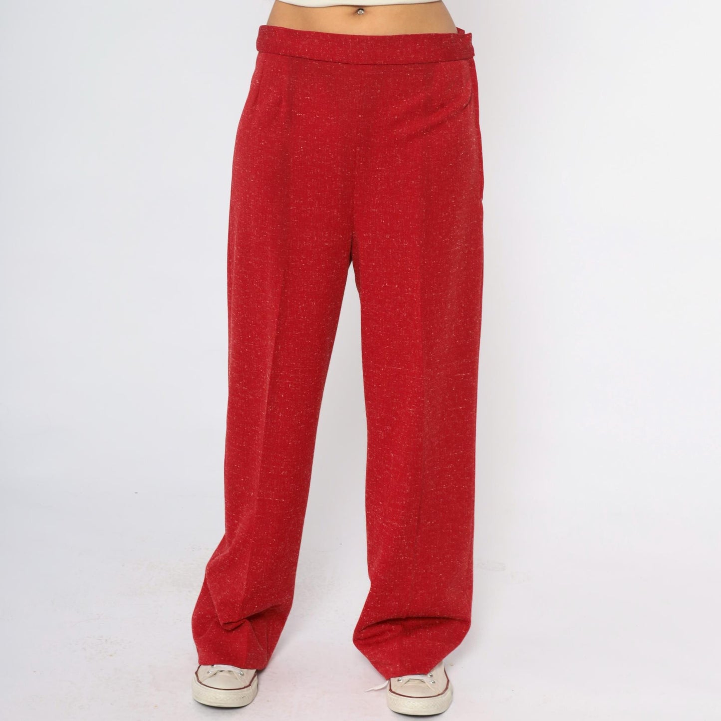 70s Burgundy Wide Leg Palazzo Pants High Waisted Flared Medium M