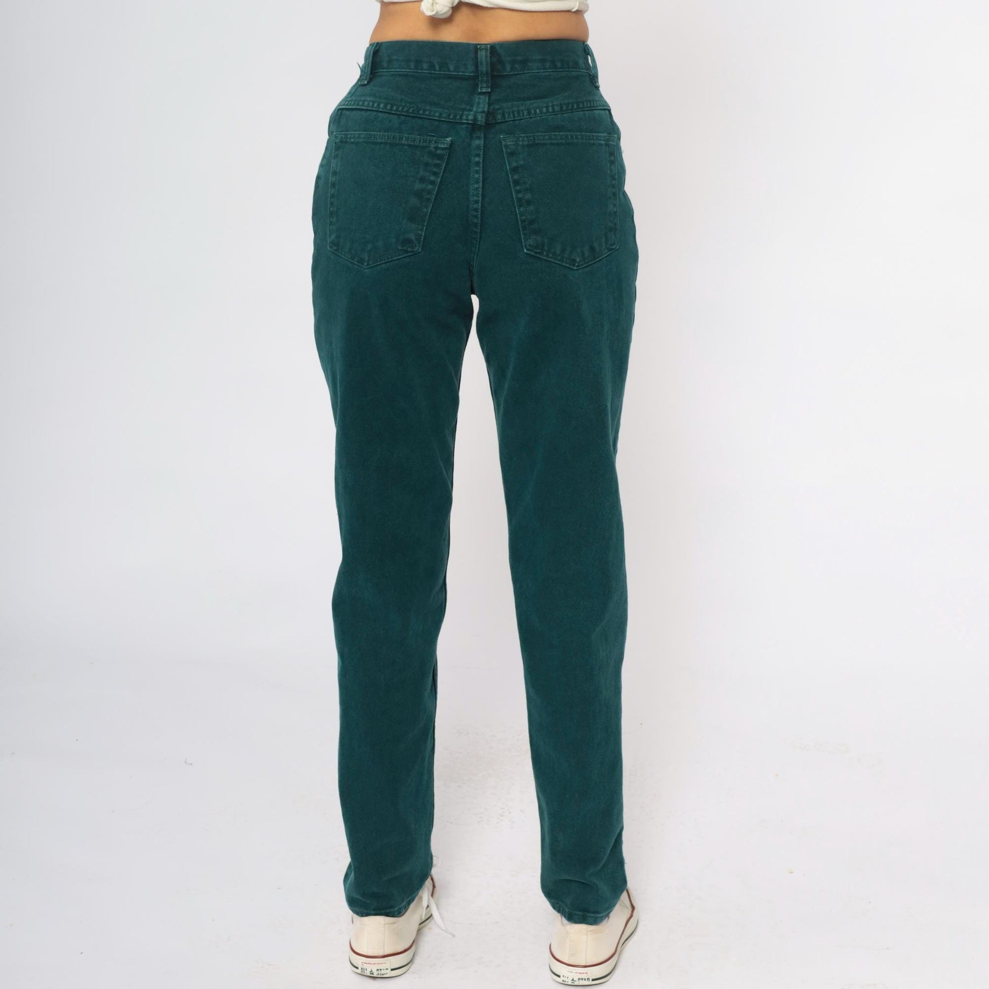 Y2K Wrangler High-Waist Straight Leg Jeans Forest Green Cotton Small