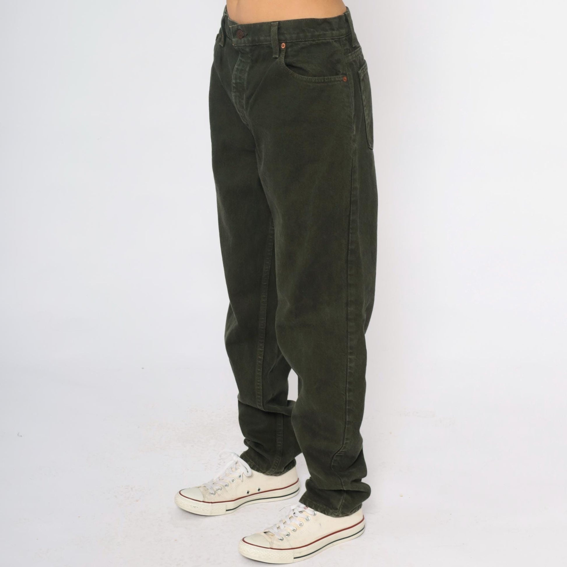90s Levi's 551 Olive Green High Waist Straight Leg Jeans Large L