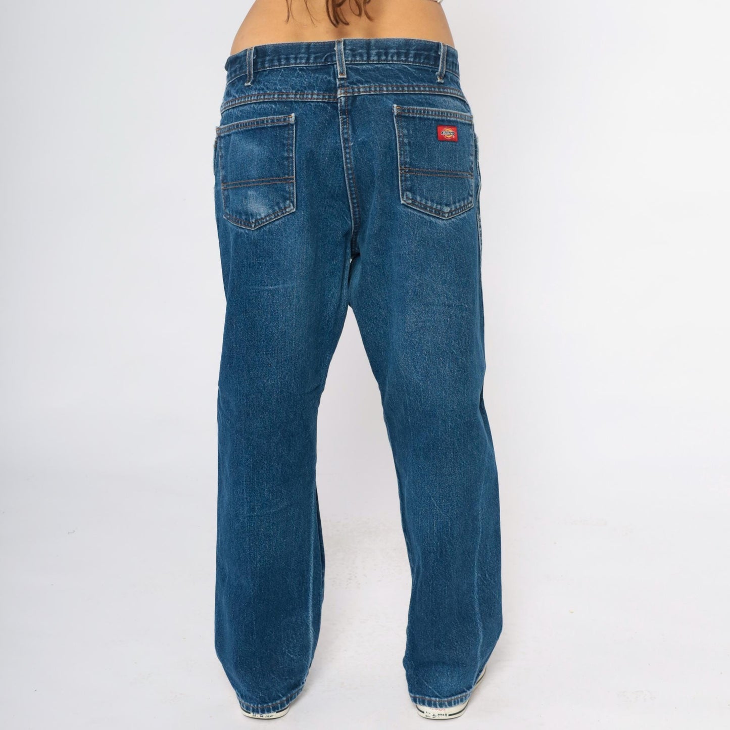 Dickies Y2K Medium Wash Denim Jeans Straight Leg Red Patch XXL