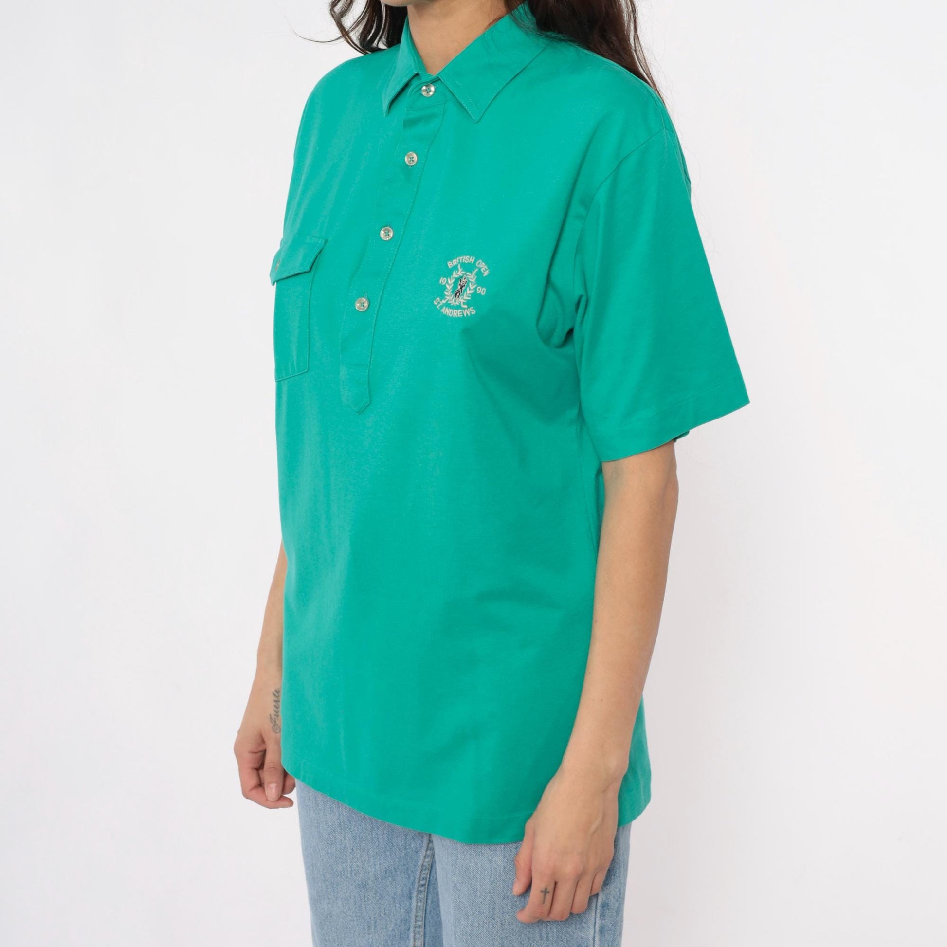 90s Sporting Choice British Open St. Andrews Golf Polo Teal Medium M