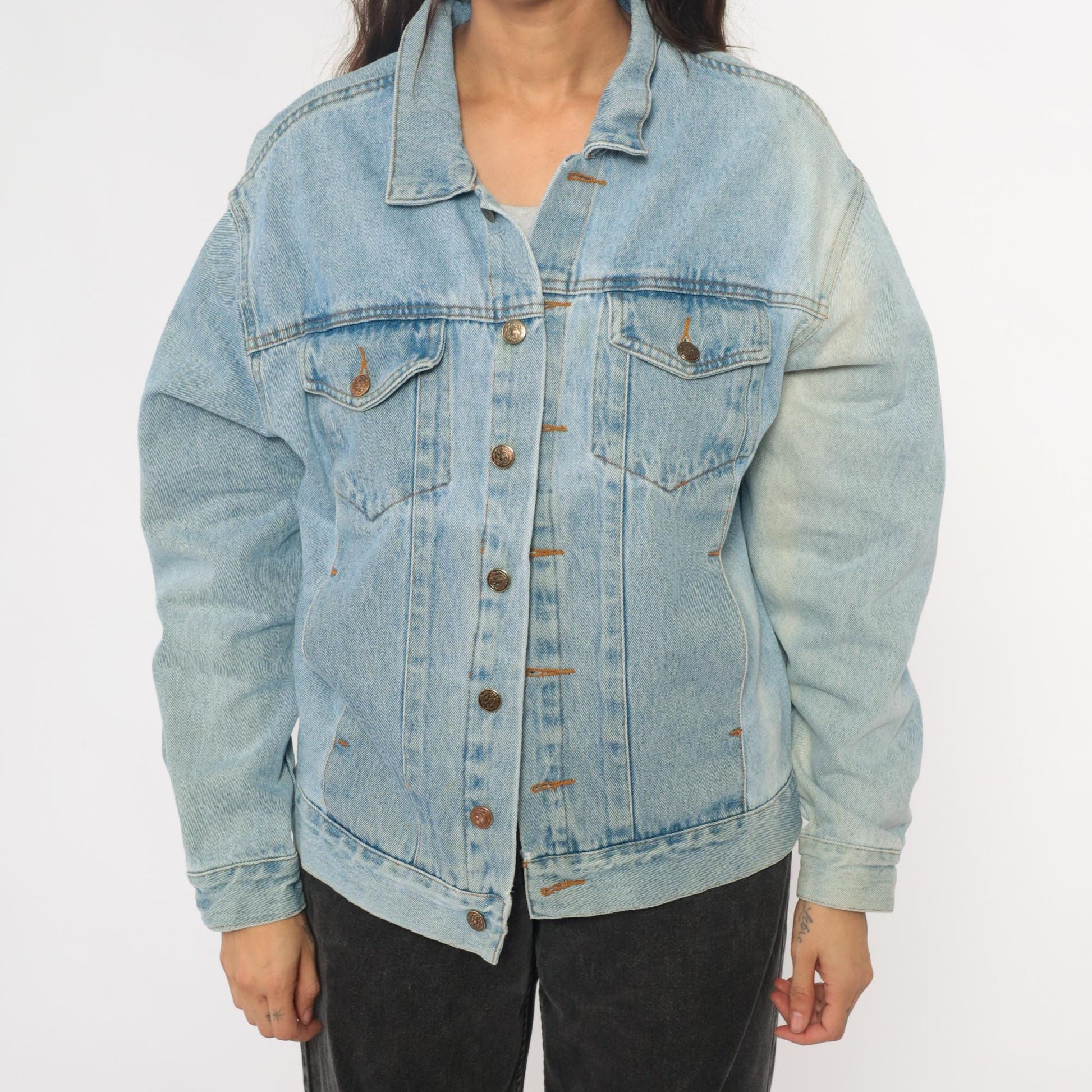 90s Kento's Hawaii Honolulu Light Wash Denim Jacket Embroidered Medium M