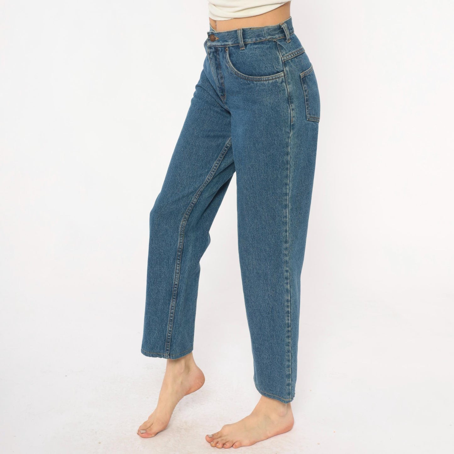 Y2K Pendleton Wide Leg Cropped Jeans High Waist Medium Blue Denim Small