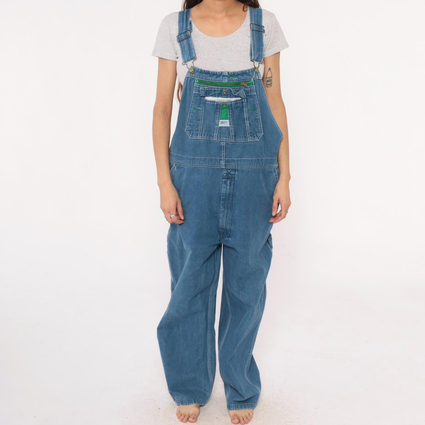 90s Liberty Overalls Medium Wash Denim Unisex Workwear Large L