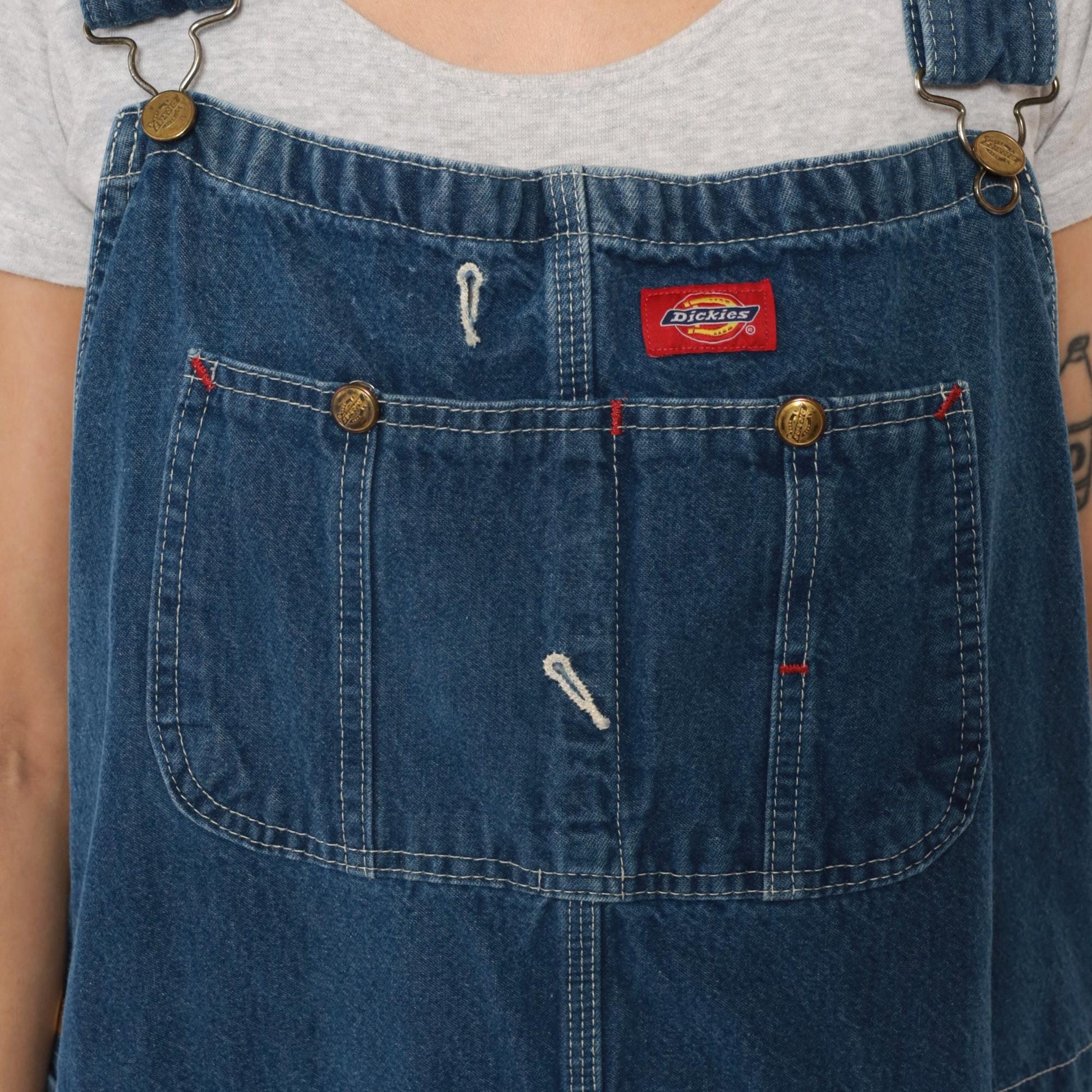 Y2K Dickies Blue Denim Overalls Carpenter Workwear Cotton Medium