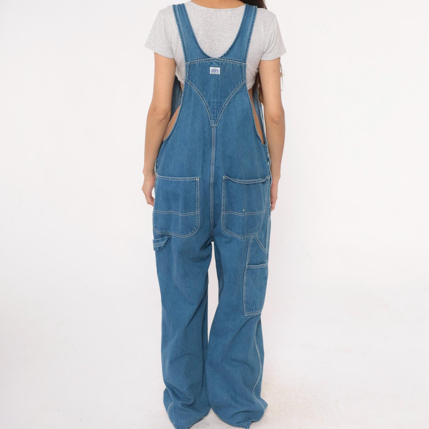 90s Liberty Denim Overalls Medium Blue Wide Leg Carpenter Unisex Small