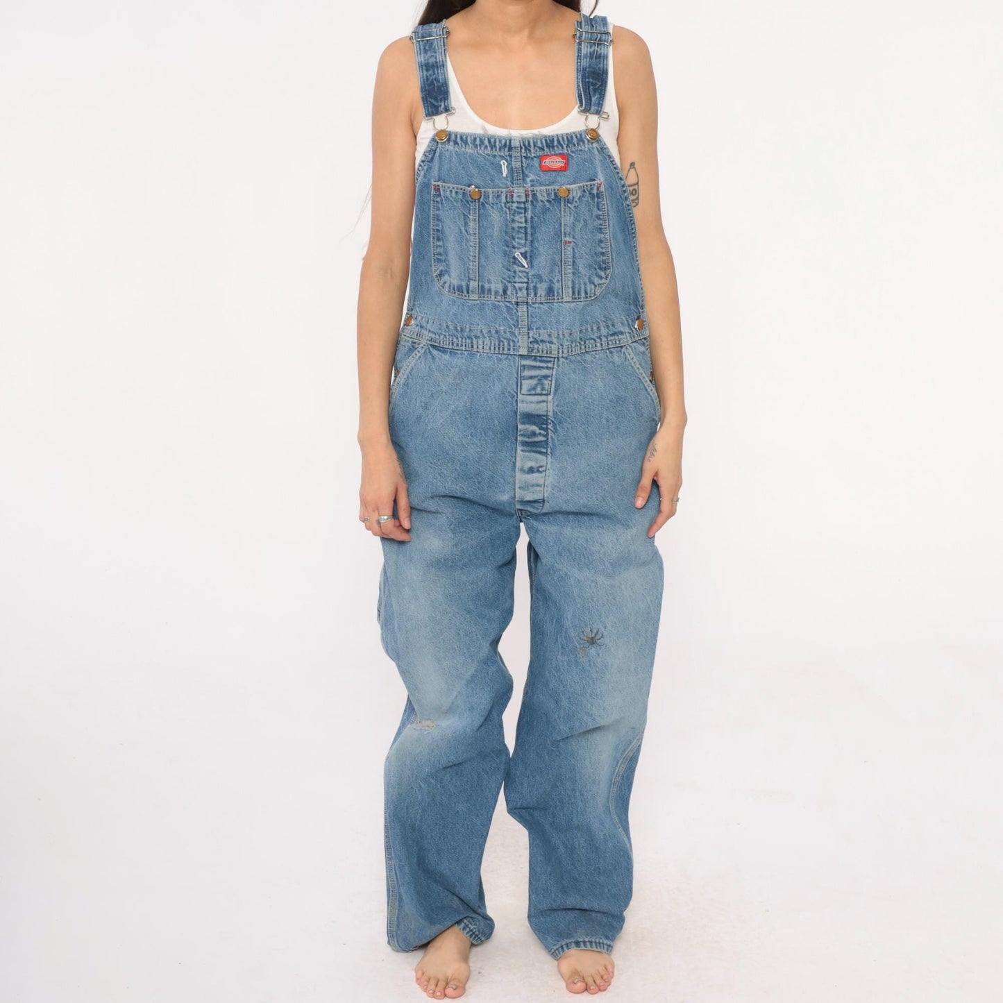 Dickies Denim Overalls 90s Baggy Blue Workwear Bib Pants 38 x 32