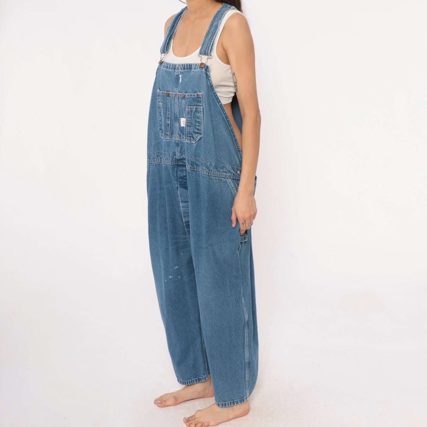 90s Roundhouse Denim Overalls Medium Wash Bib Straight Leg Medium