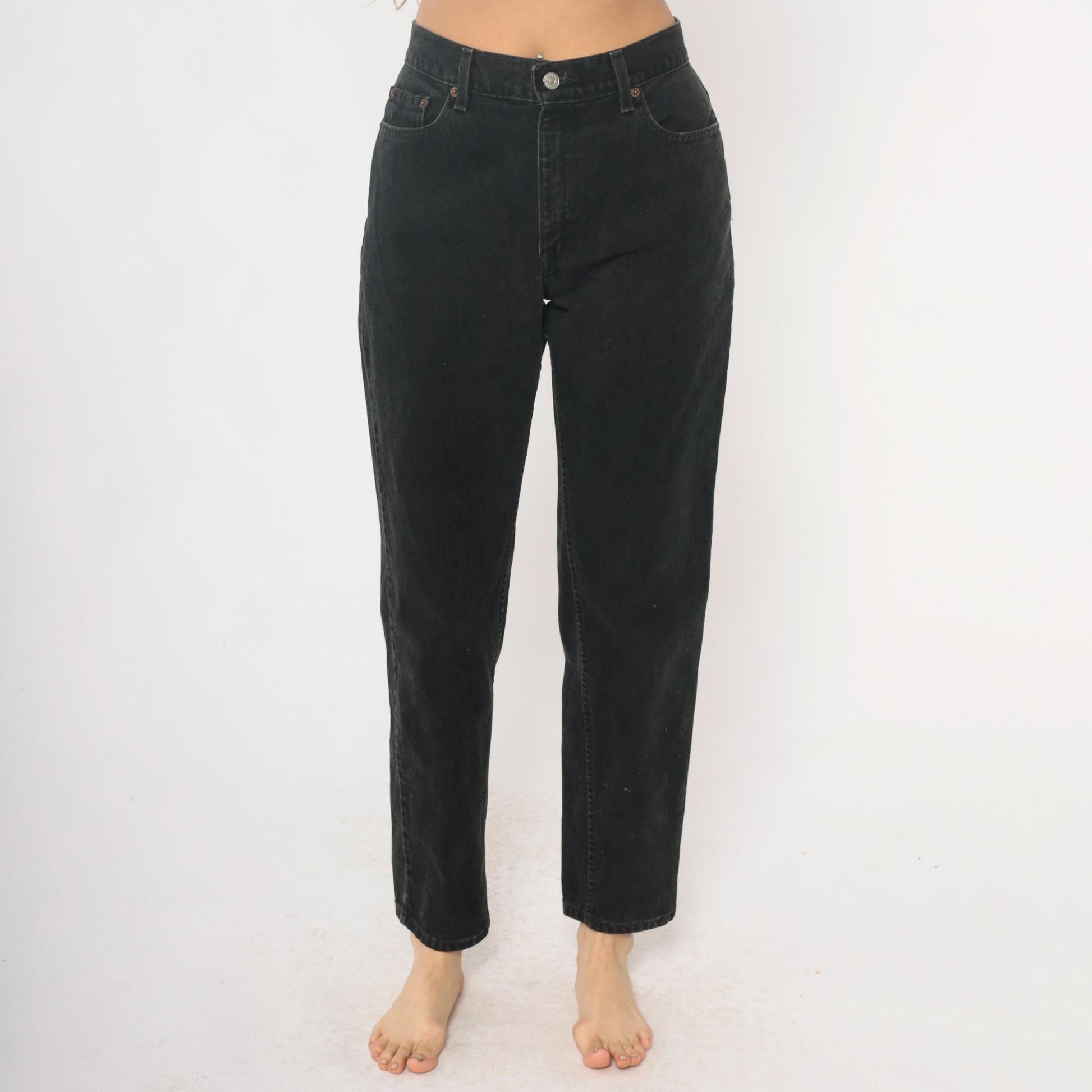 Levi's 550 Black High-Waisted Straight Leg Jeans Y2K Denim Medium