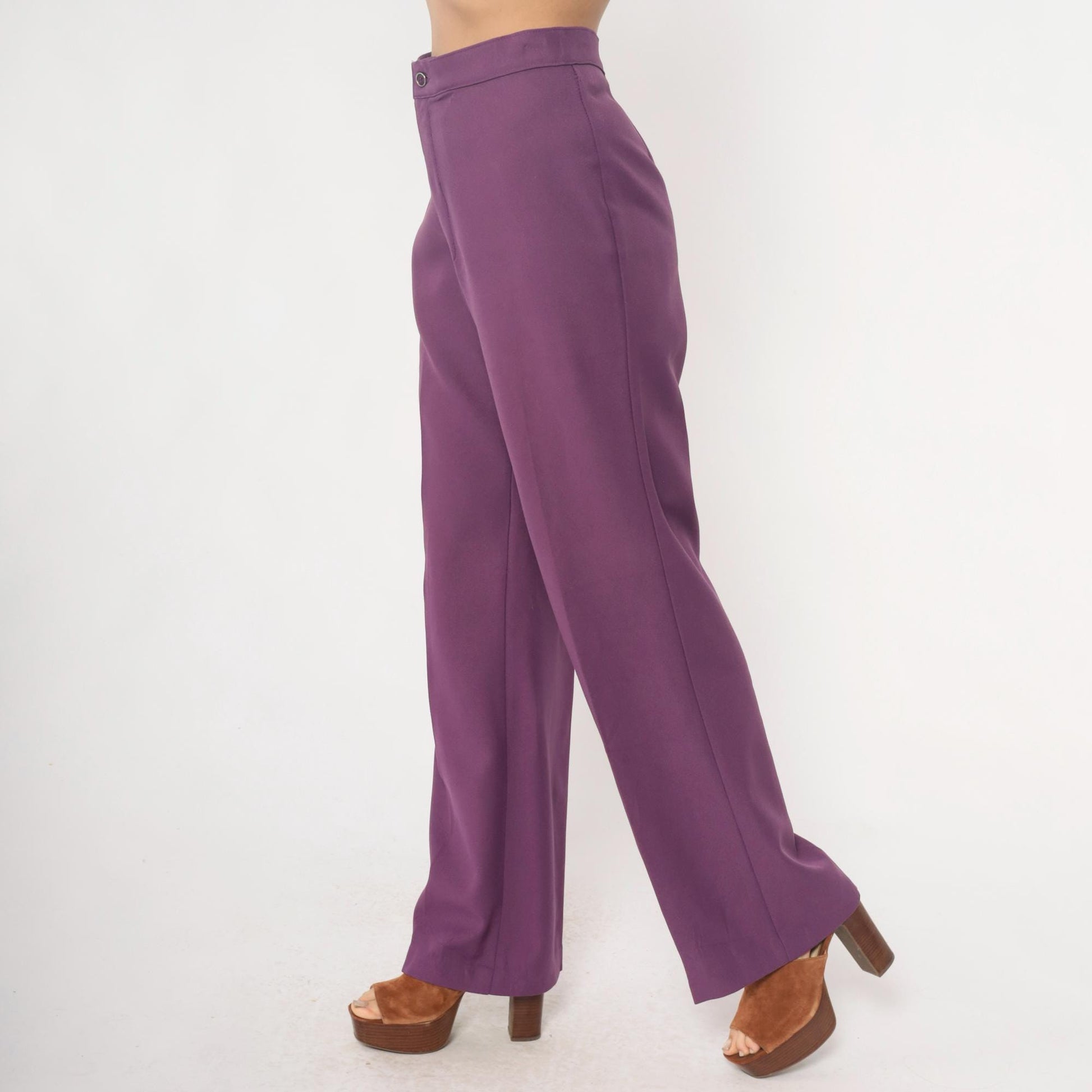 70s Levi's Purple High Waisted Wide Leg Trousers Medium M