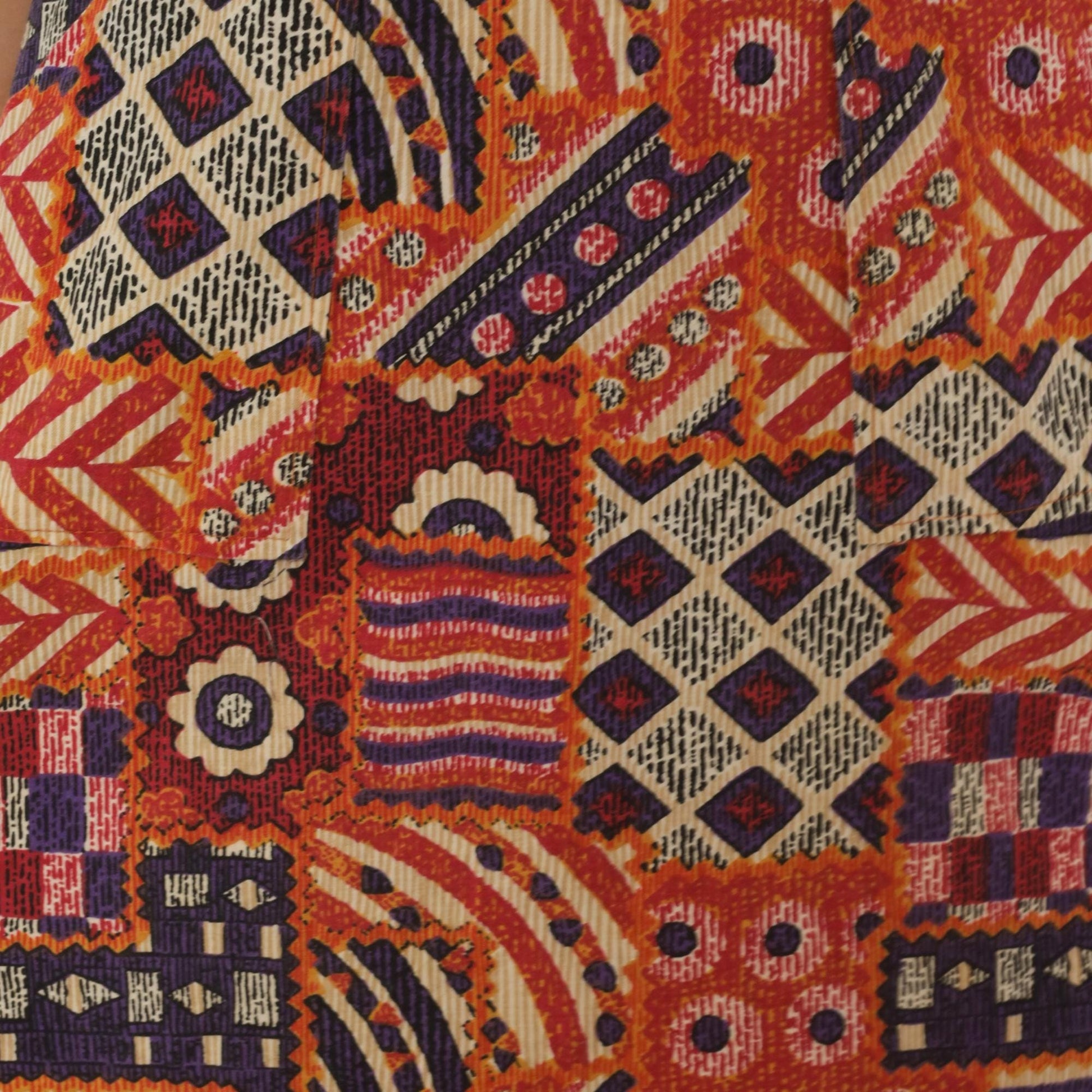 90s Geometric Patchwork Sundress Square Neck Tribal Print Small S