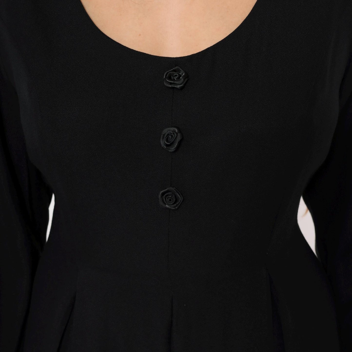90s Express Black Wide-Leg Jumpsuit Tie Waist Long Sleeve Medium