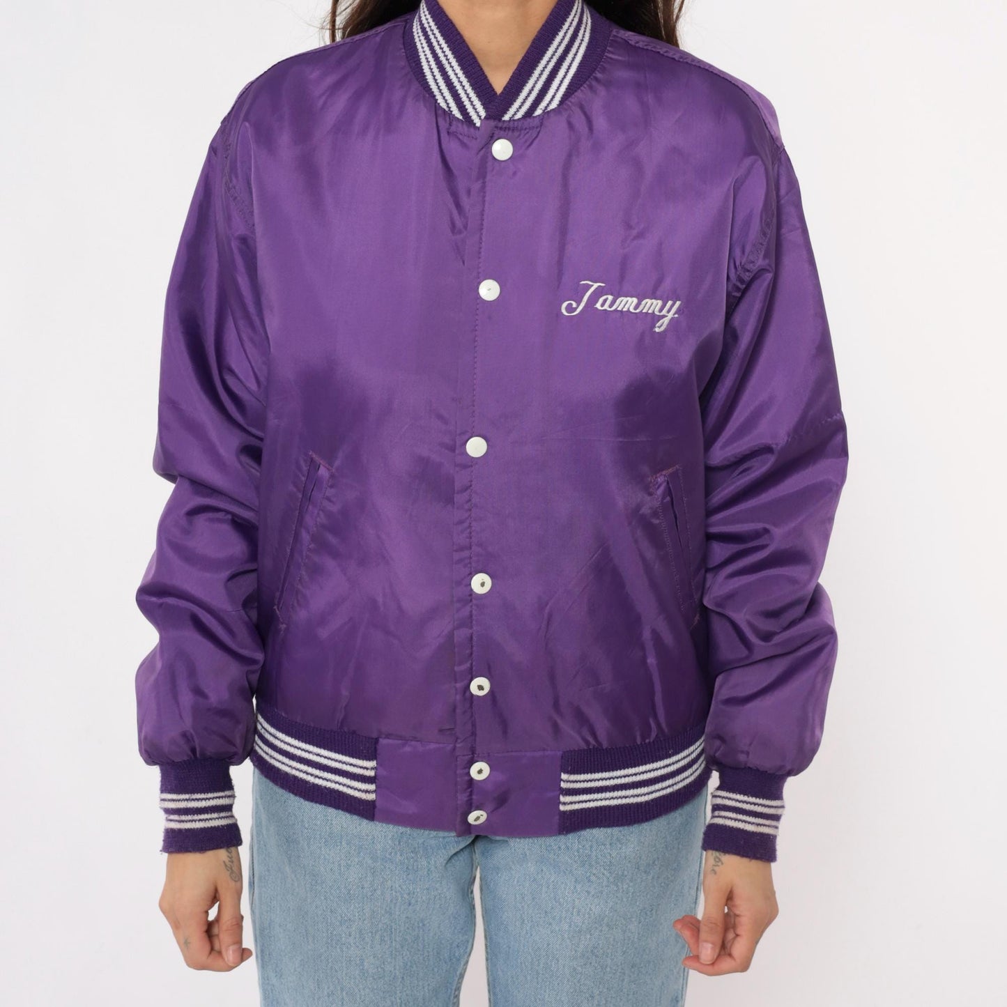 90s Westwind Purple Varsity Jacket Tottenville Track Embroidered Small