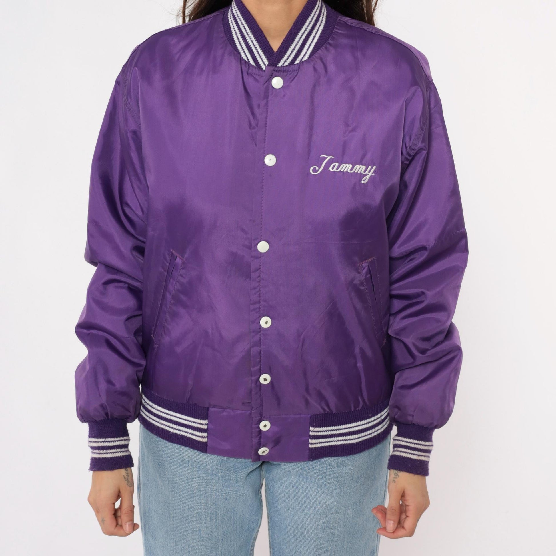 90s Westwind Purple Varsity Jacket Tottenville Track Embroidered Small