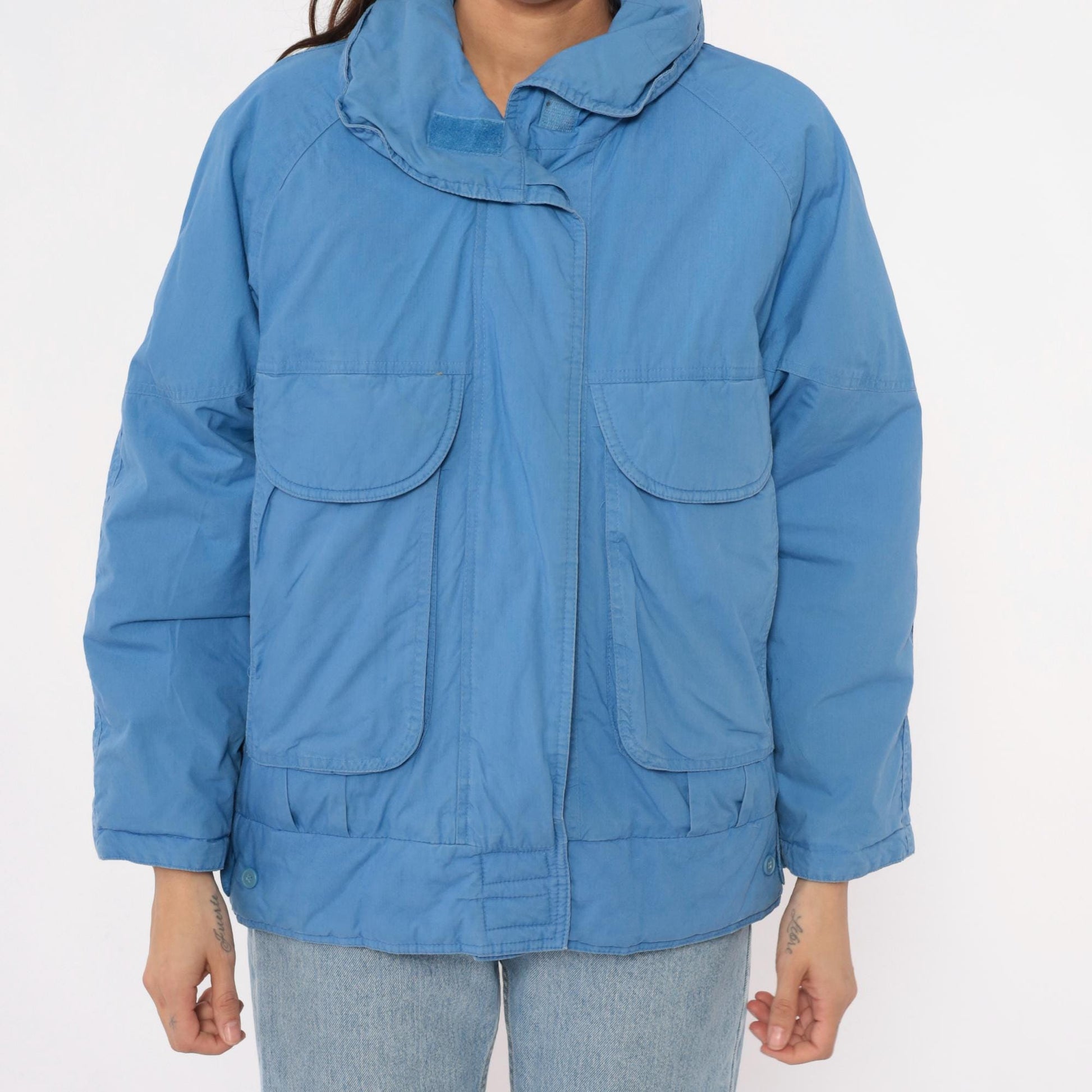 80s London Fog Periwinkle Puffer Jacket Down-Filled Raglan Small
