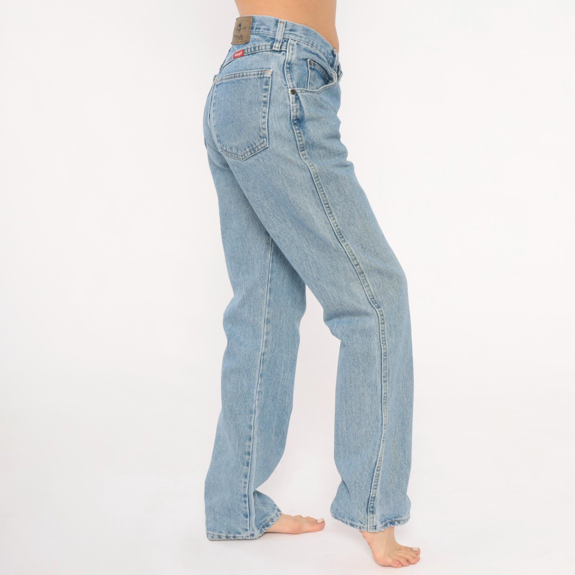 2000s Wrangler Straight Leg Jeans Light Wash Mid Rise Blue Denim 33x34