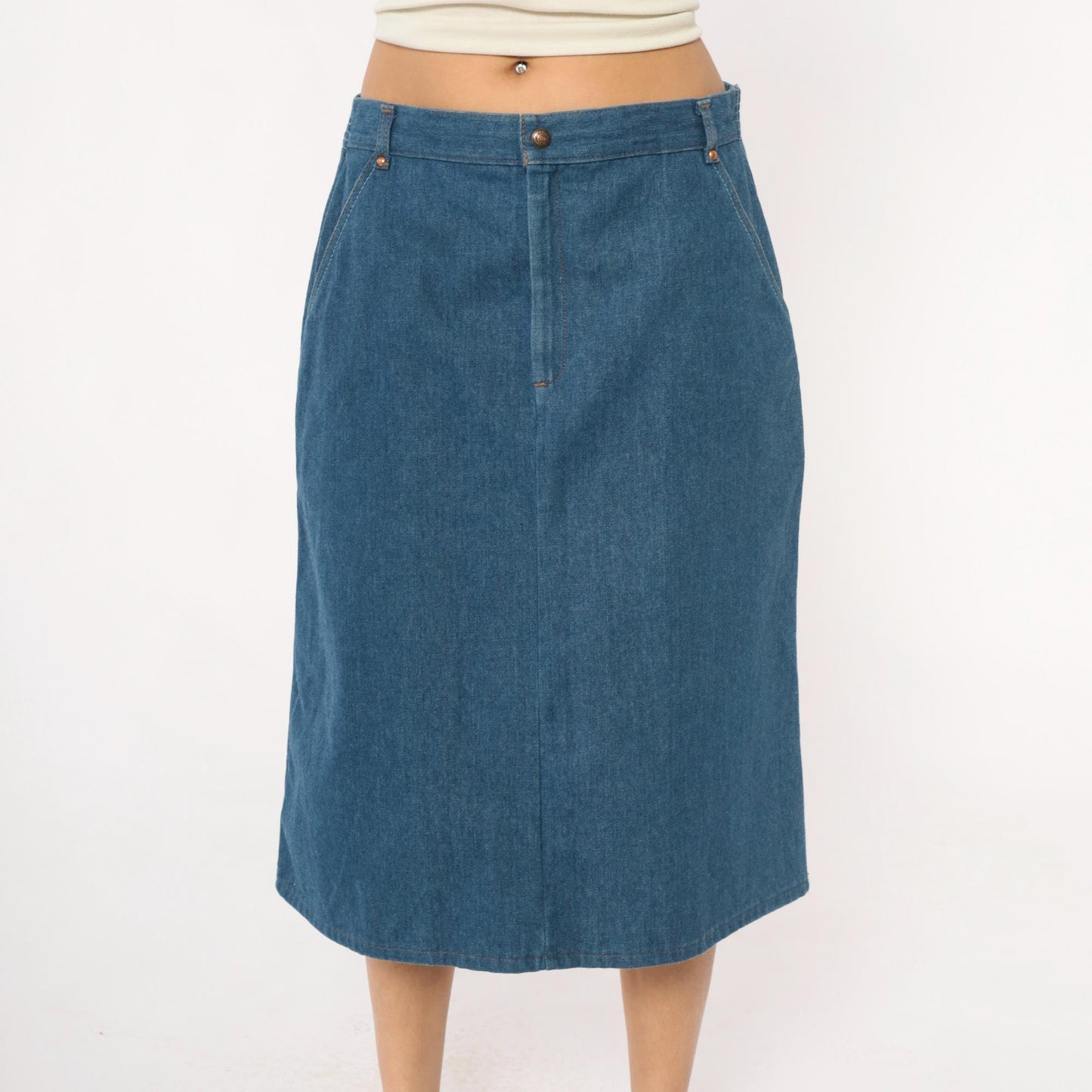 Levi's Medium Blue Denim Skirt High Waisted A-Line Medium M