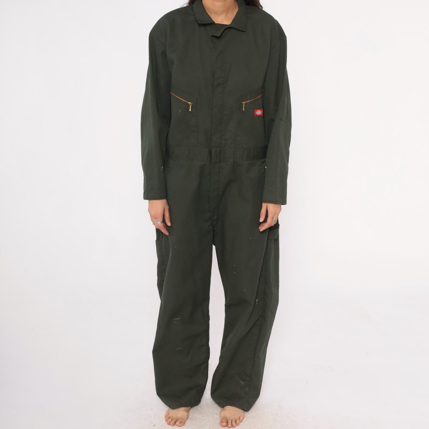 Dickies Forest Green Coveralls Zip Pocket Utility Jumpsuit Extra Large XL