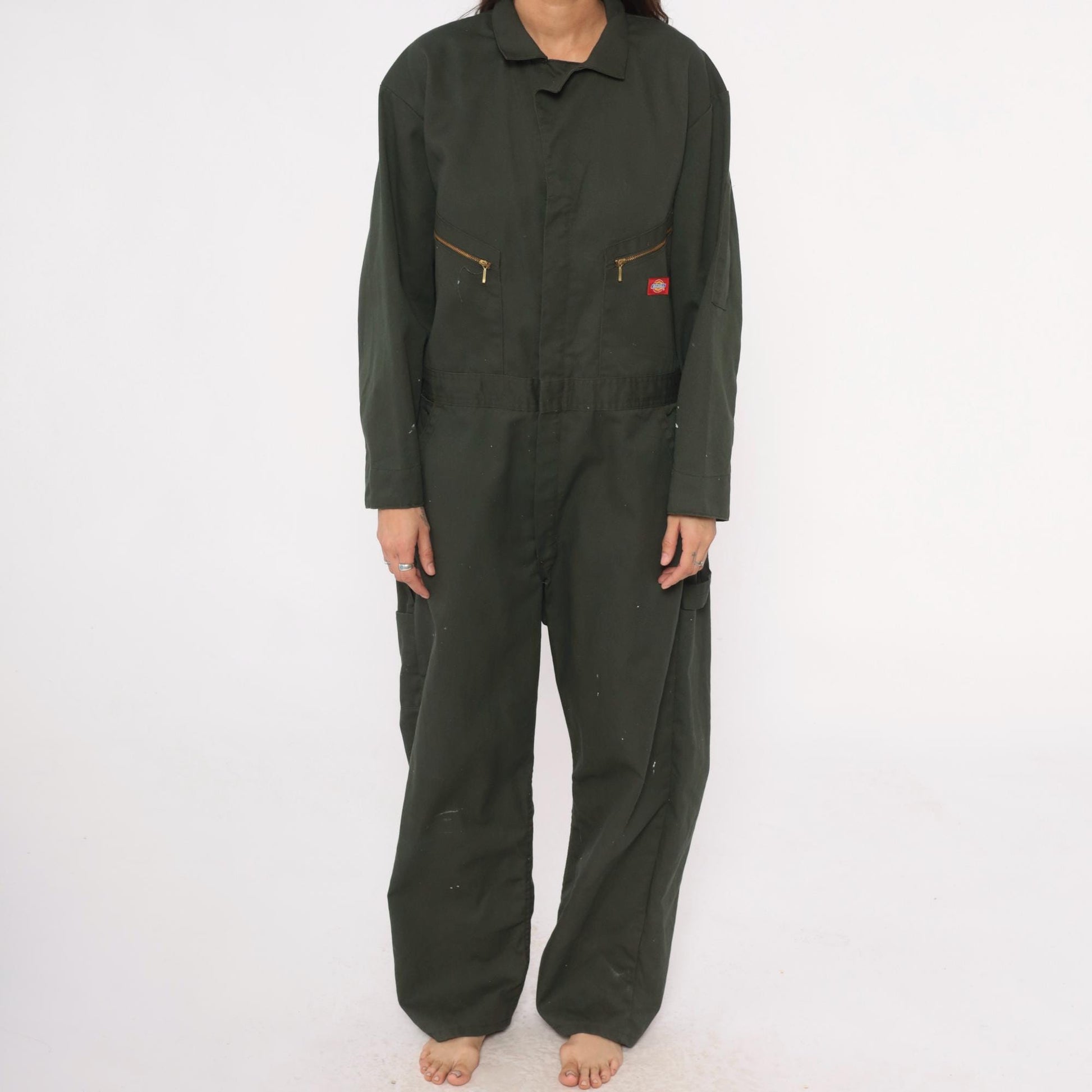 Dickies Forest Green Coveralls Zip Pocket Utility Jumpsuit Extra Large XL