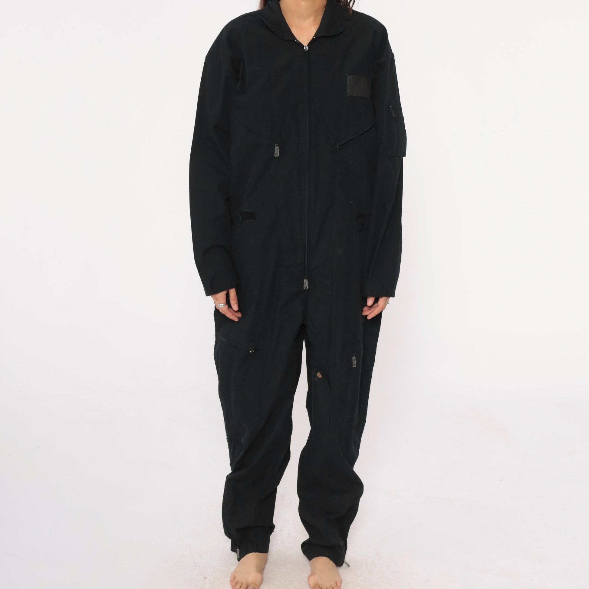 Y2K Black Roth Co Coveralls Zip Front Utilitarian Jumpsuit Medium M