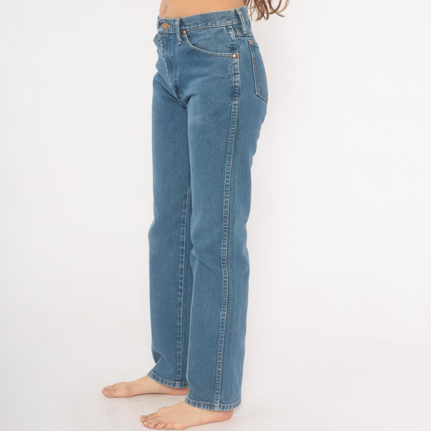 Wrangler Straight Leg Jeans 2000s Medium Wash High Waisted Denim Blue 30x34
