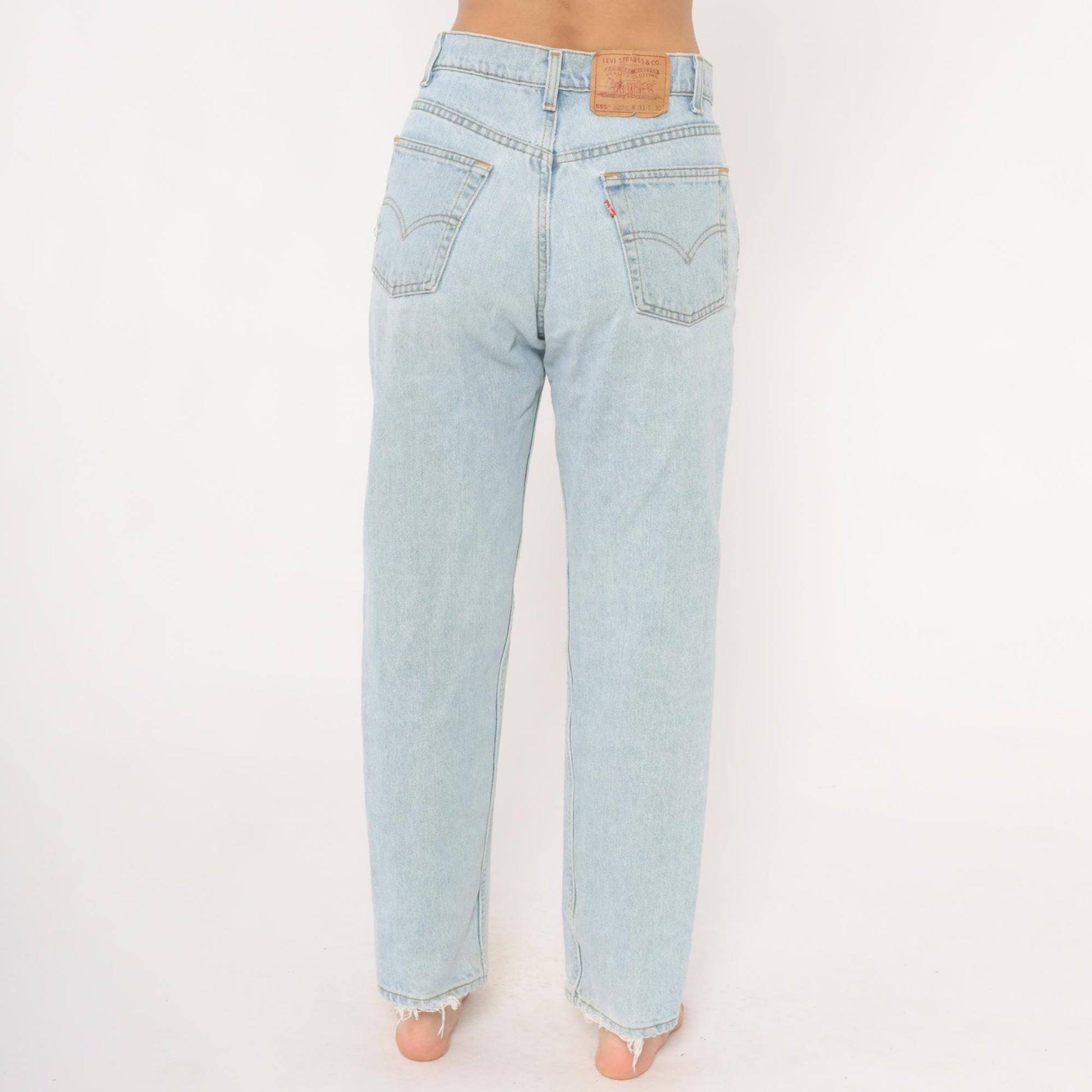 90s Levi's 555 Light Wash High Waisted Straight Leg Jeans 31 30