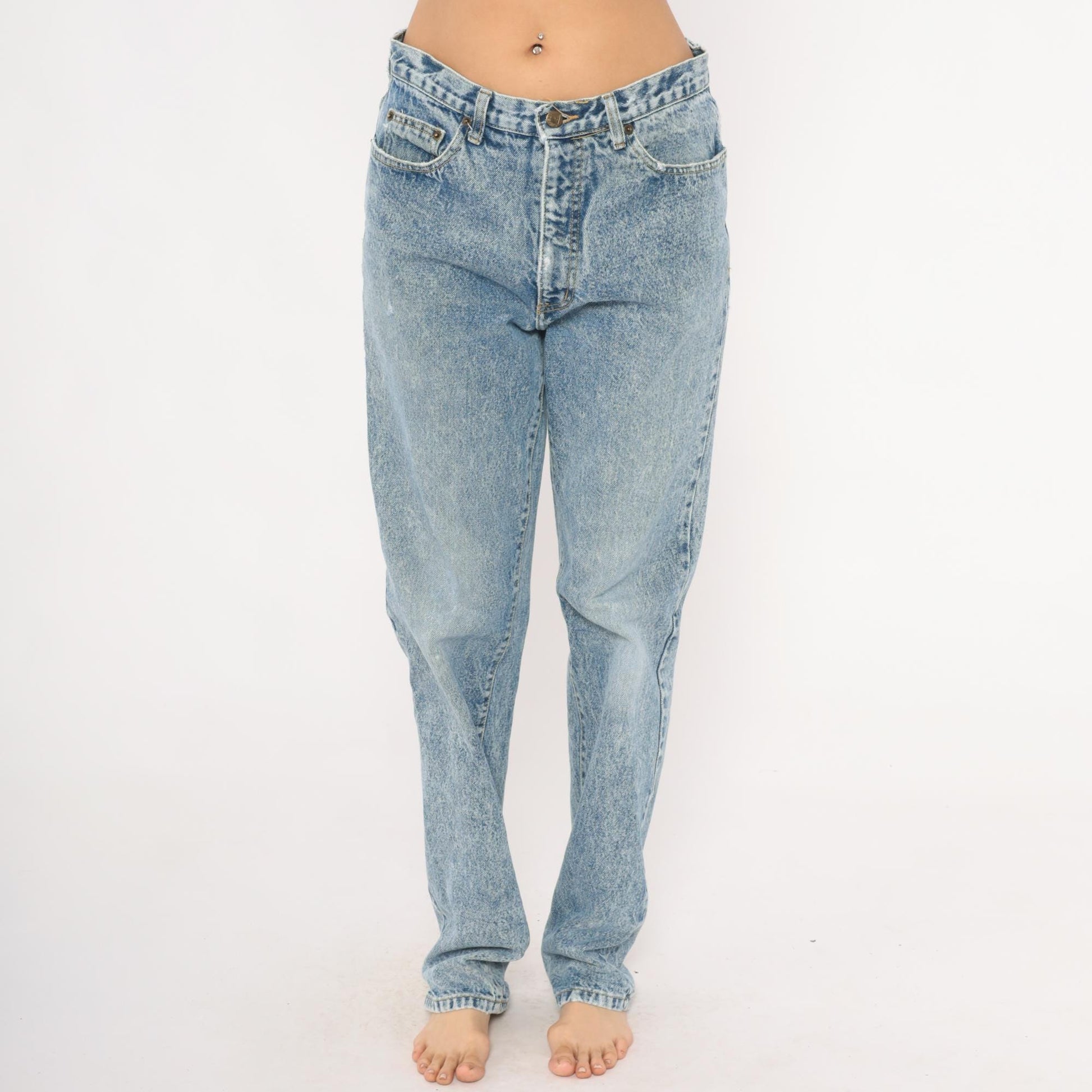 90s Georges Marciano Guess Acid Wash High Waisted Mom Jeans Blue 34