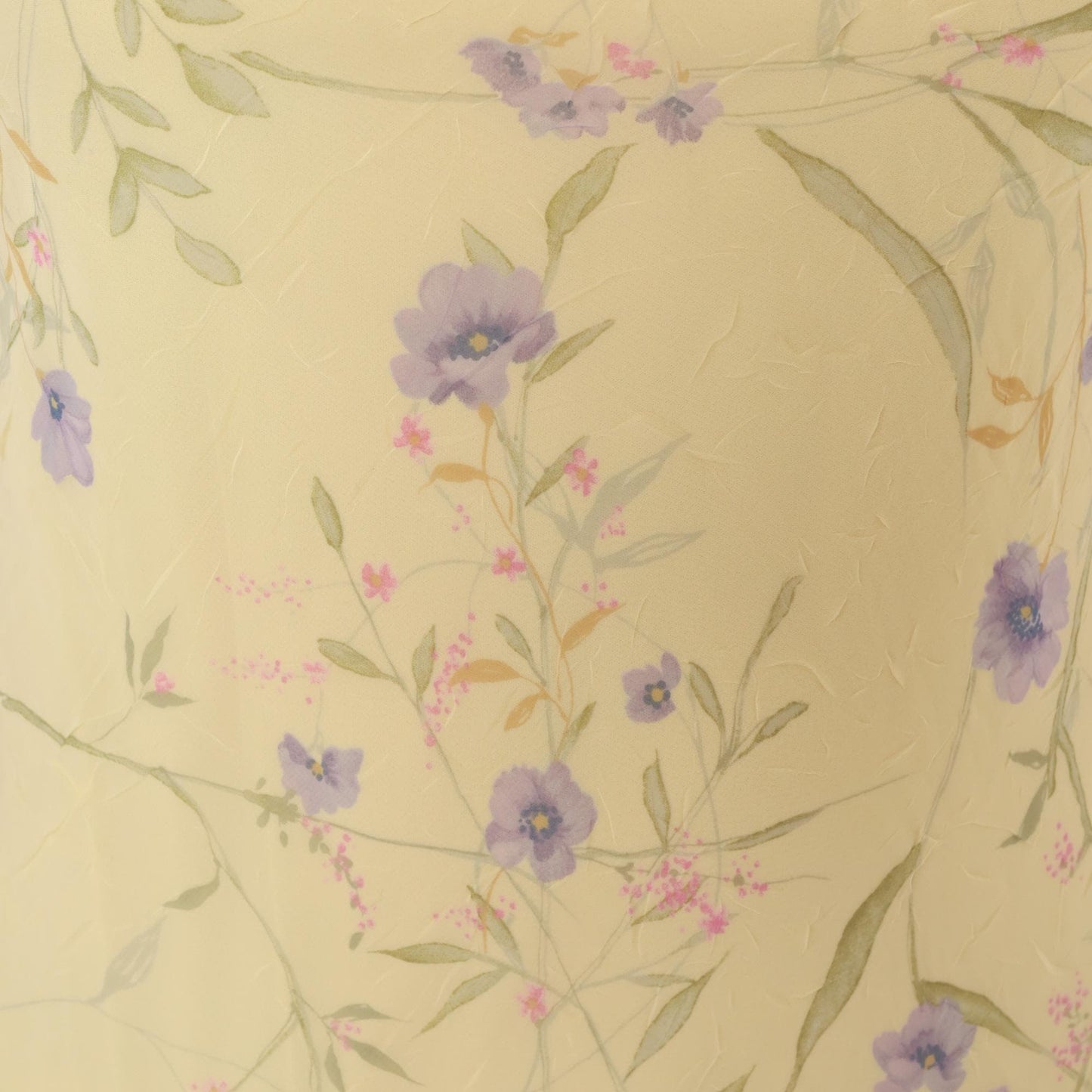 90s City Triangles Floral Chiffon A-Line Dress Yellow Lavender Small