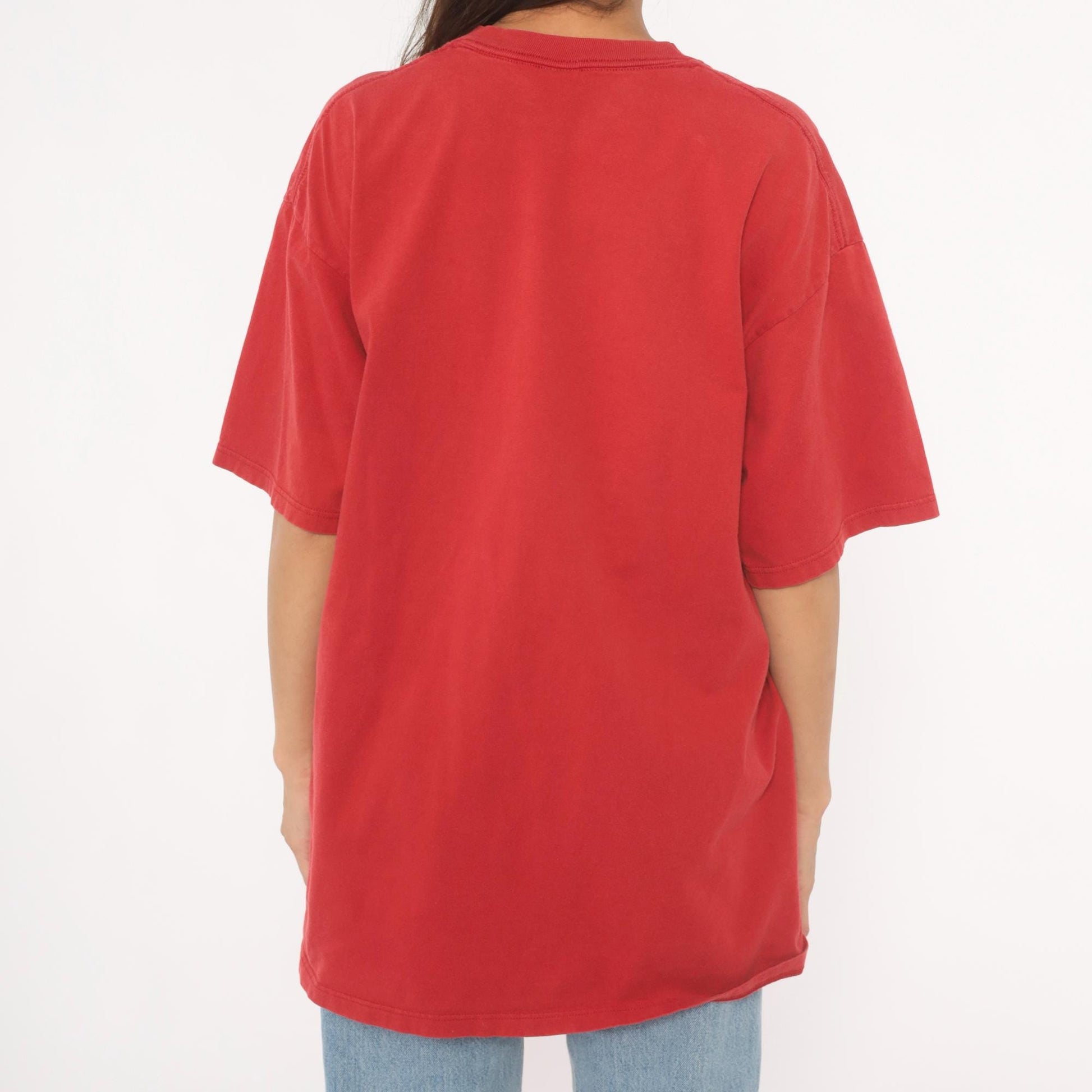 90s Sint Maarten Tribal Seashell Souvenir Tee Red Cotton Extra Large XL