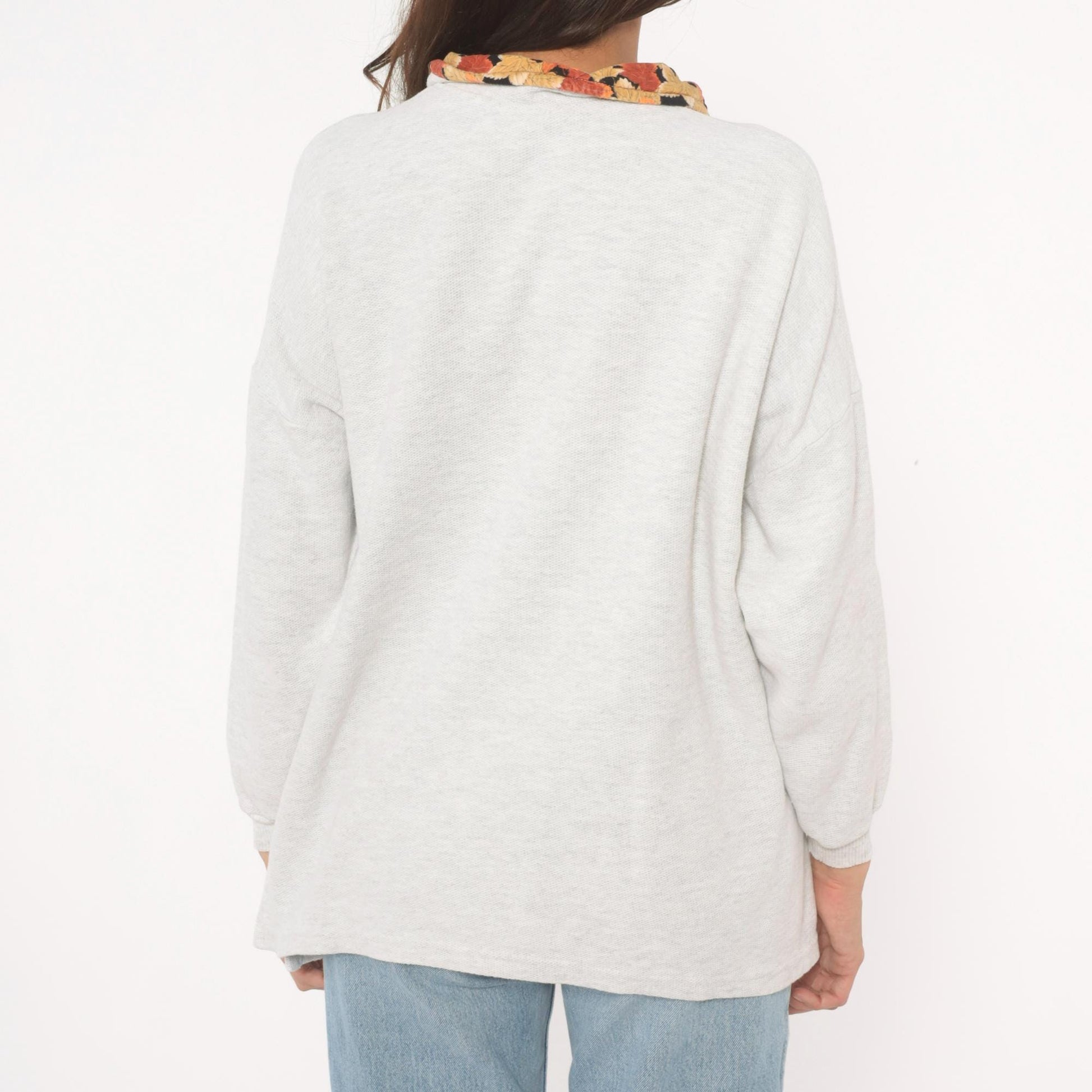 90s Cityscape Canada Maple Leaf Quarter-Zip Sweatshirt Cream Large L