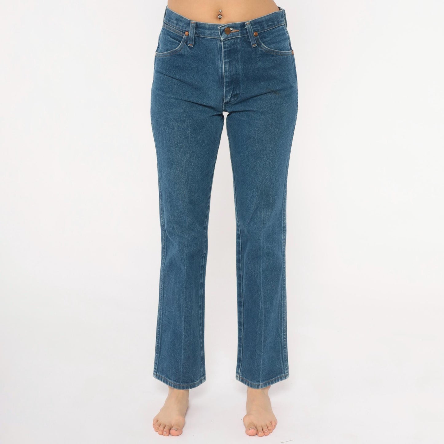 90s Wrangler High Waisted Straight Leg Jeans Medium Wash Blue Denim Small