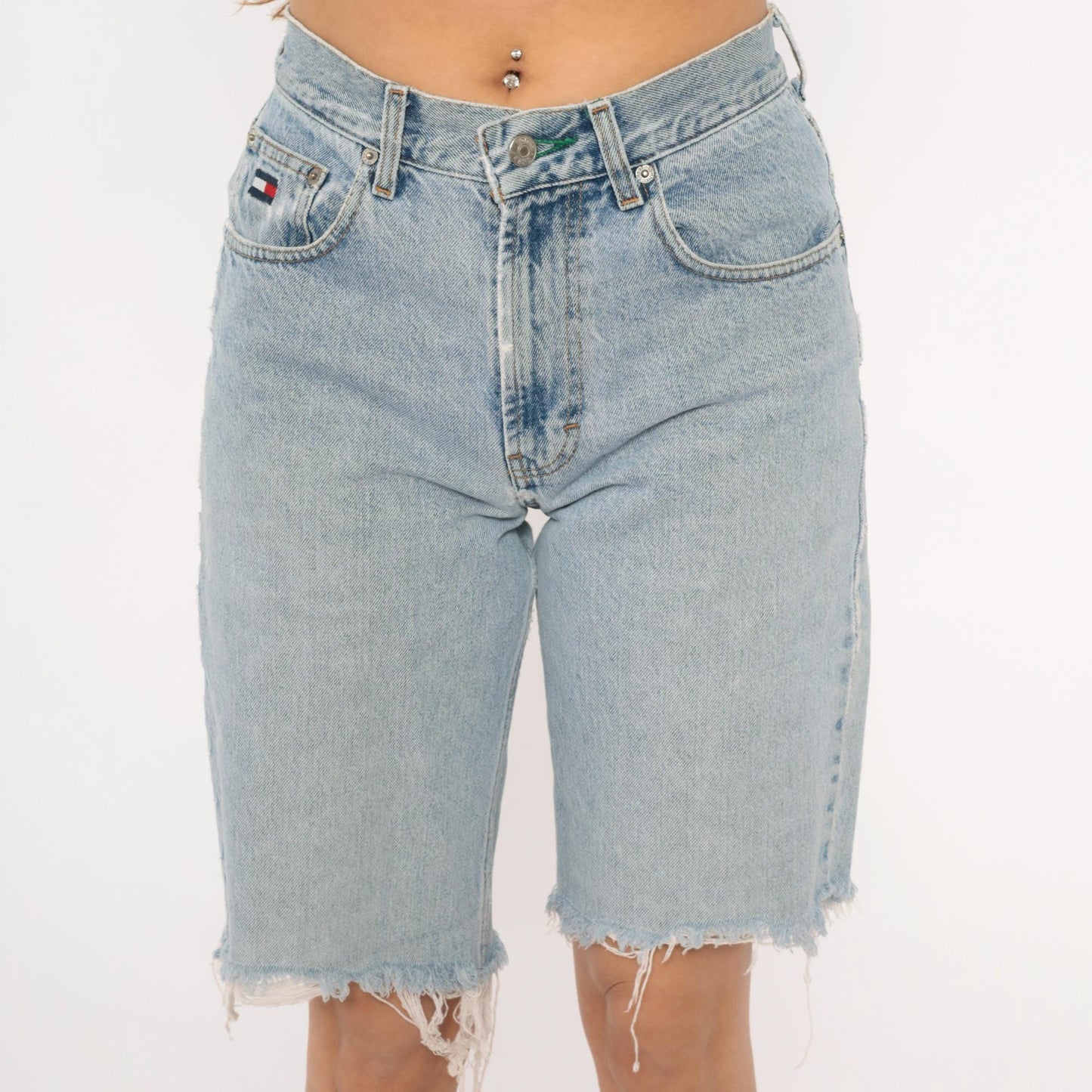 90s Tommy Hilfiger Light Wash Denim Bermuda Shorts High Rise Small S