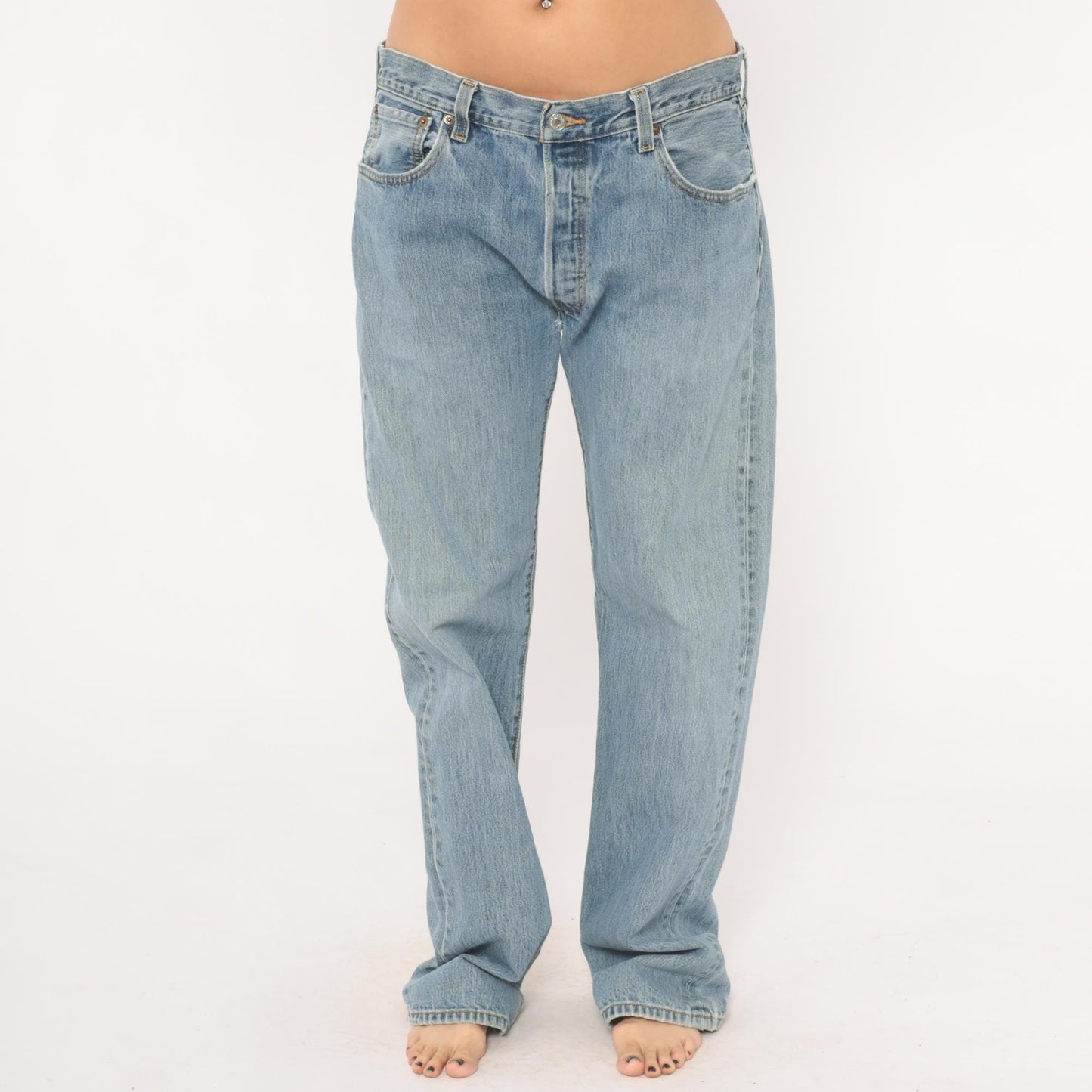 Levi's 501 Light Wash Straight Leg Jeans Button Fly 2000s Extra Large XL