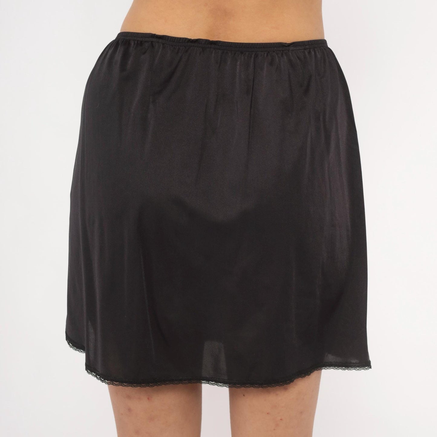 80s Vanity Fair Black Half Slip Lace Trim Mini Lingerie Large L