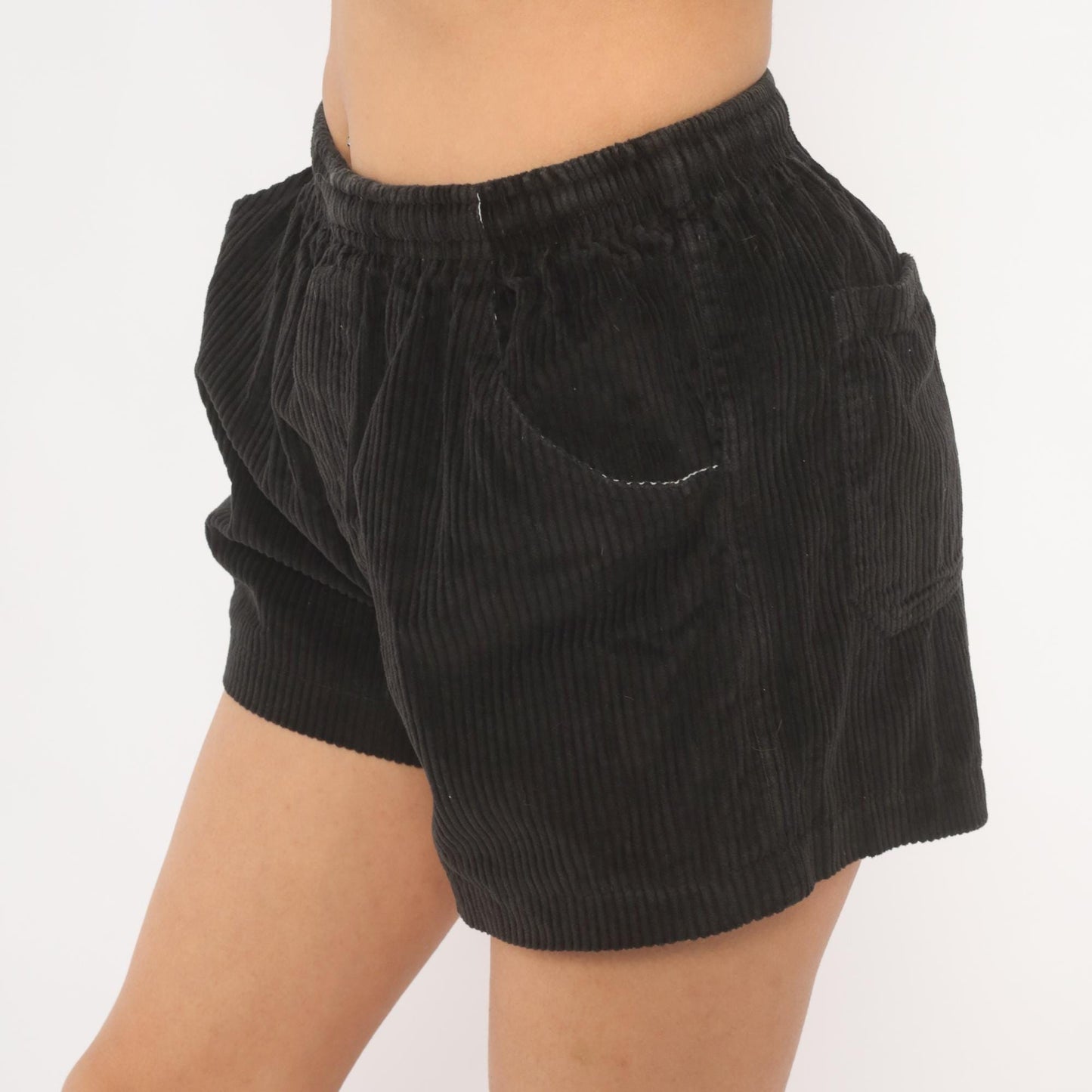 90s Riggers Hawaii Black Corduroy Shorts High-Waist Relaxed Fit Extra Small XS