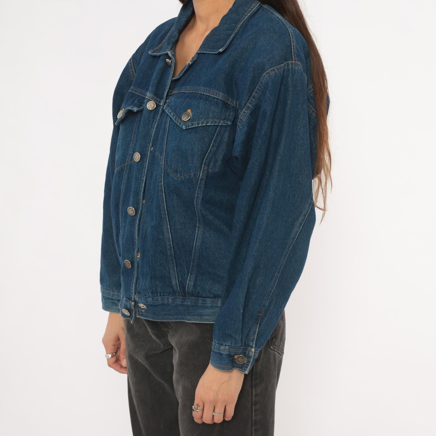 80s Jeff des Designs Dark Wash Denim Jacket Flannel Lined Western Yoke Small