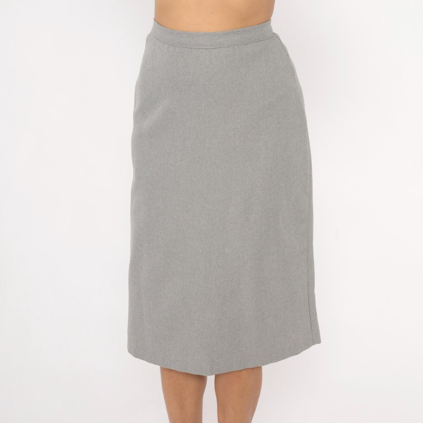 80s Grey Peplum Blazer & Pencil Skirt Suit V-Neck Puff Shoulder Two Piece Extra Small XS