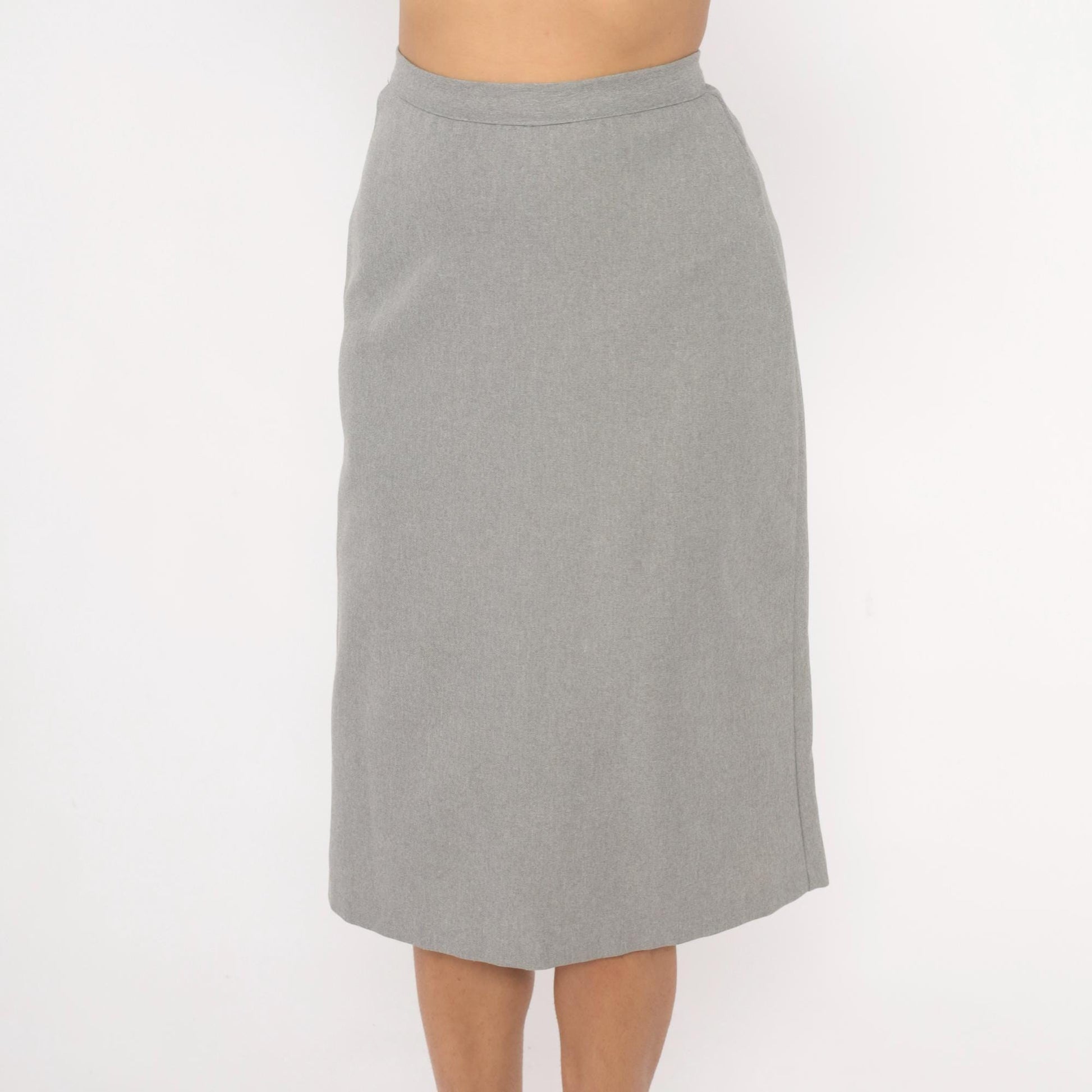 80s Grey Peplum Blazer & Pencil Skirt Suit V-Neck Puff Shoulder Two Piece Extra Small XS