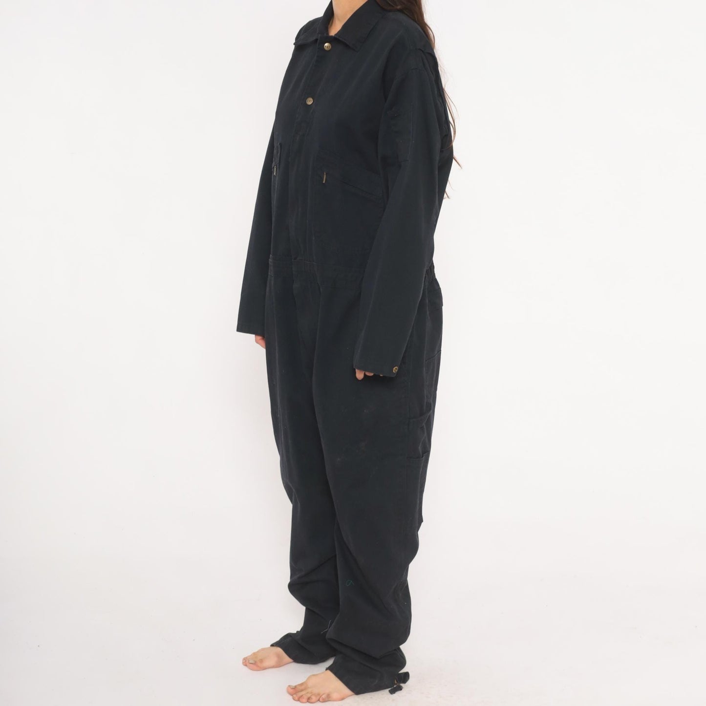Key Navy Cotton Coveralls 90s Workwear Jumpsuit Zip Front Tall Extra Large