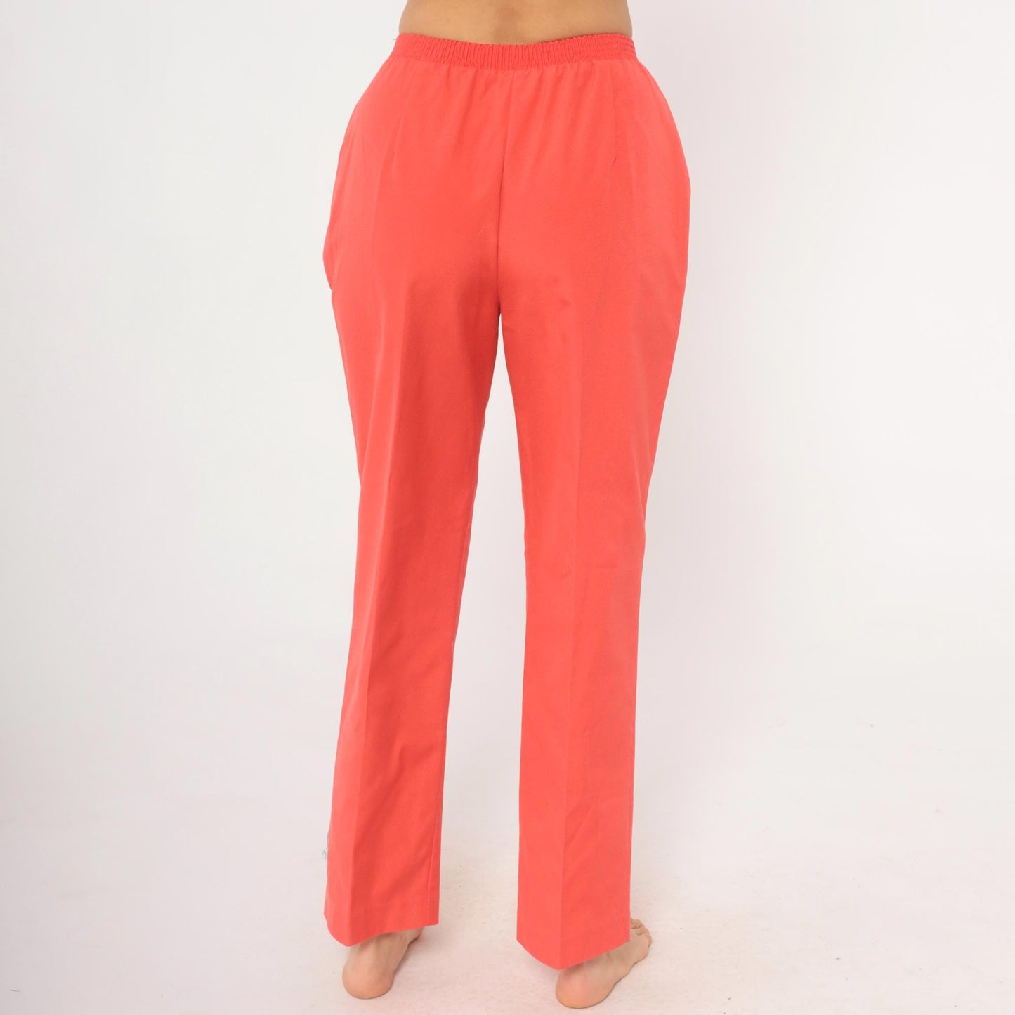 80s Koret Salmon Cotton Straight Leg Trousers High Waisted Small Medium