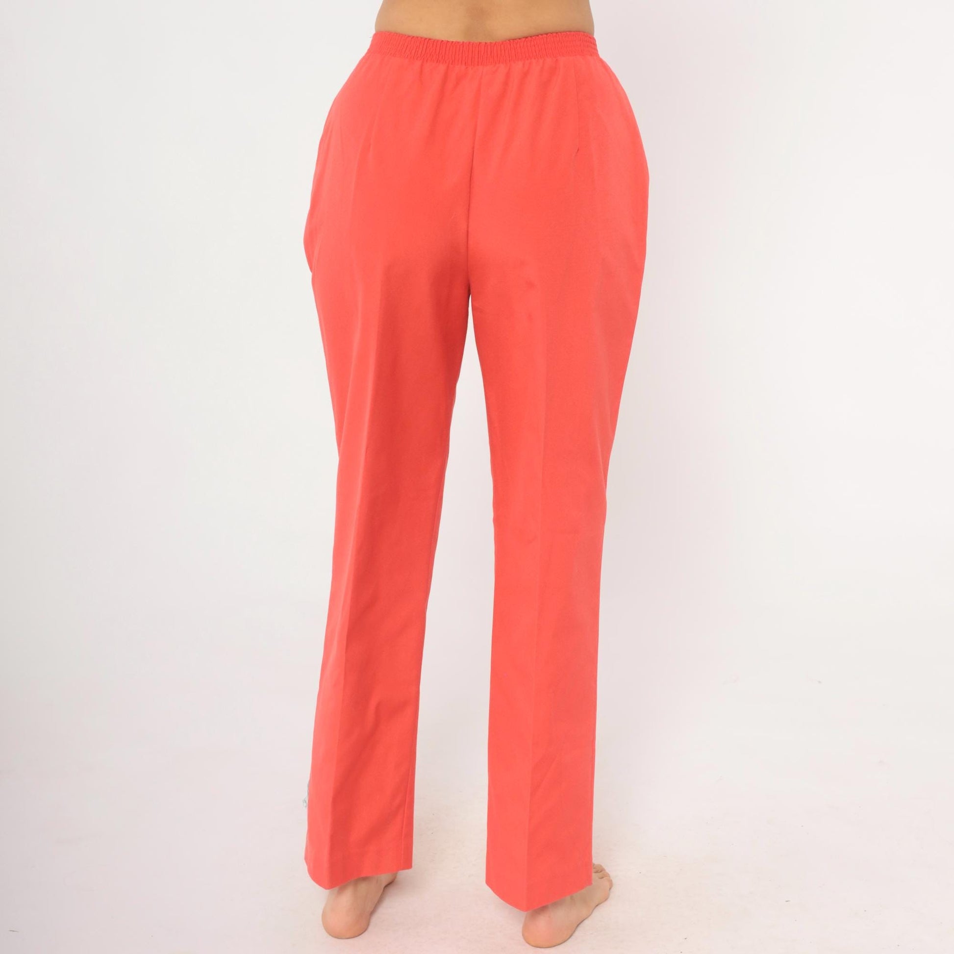 80s Koret Salmon Cotton Straight Leg Trousers High Waisted Small Medium