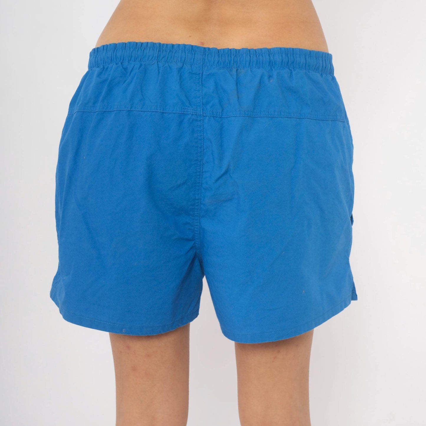 90s Crew Royal Blue Swim Trunks Cotton Elastic Waist Shorts Large L