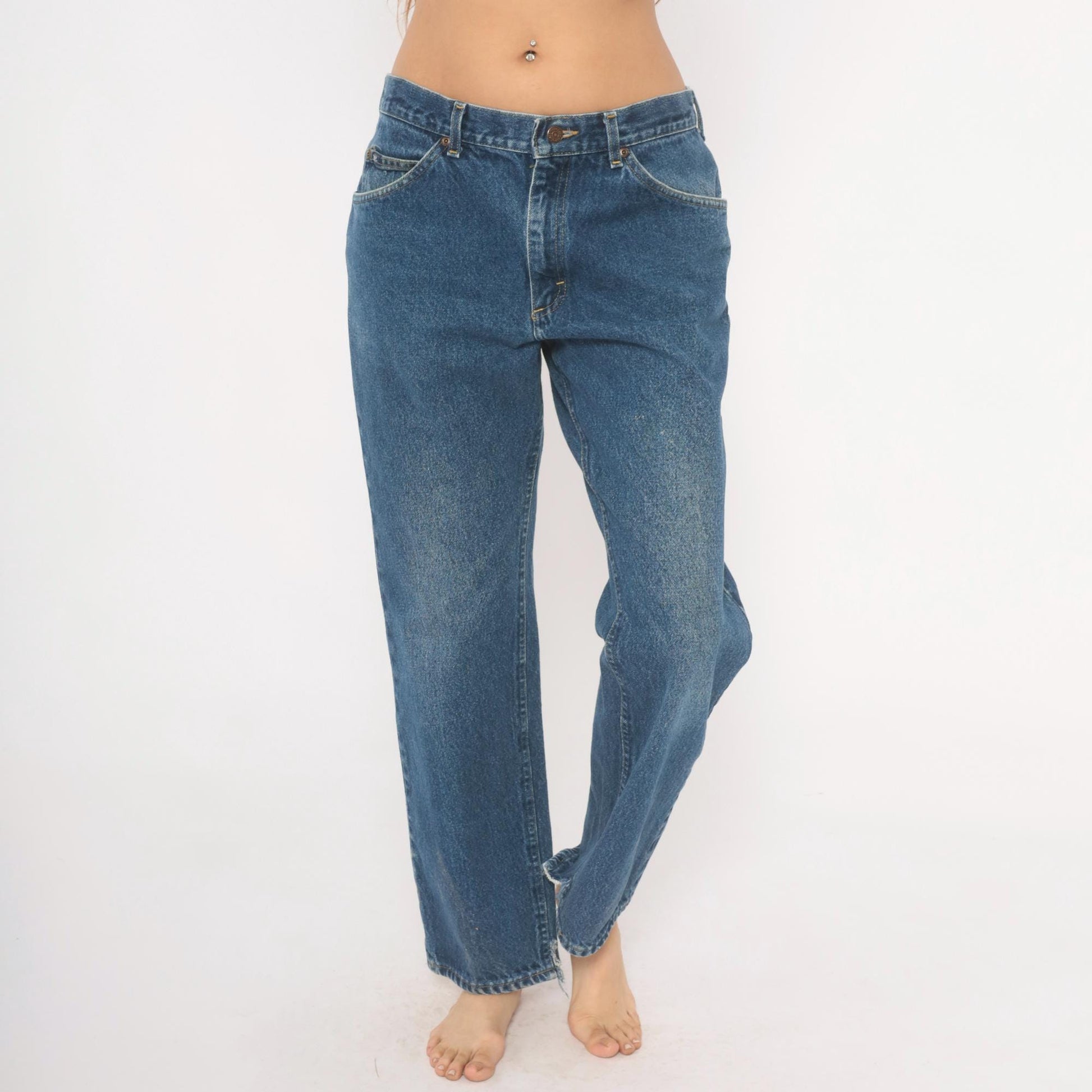 90s Lee Mom Jeans Stonewash Blue Denim Straight Leg Mid Rise Medium 33