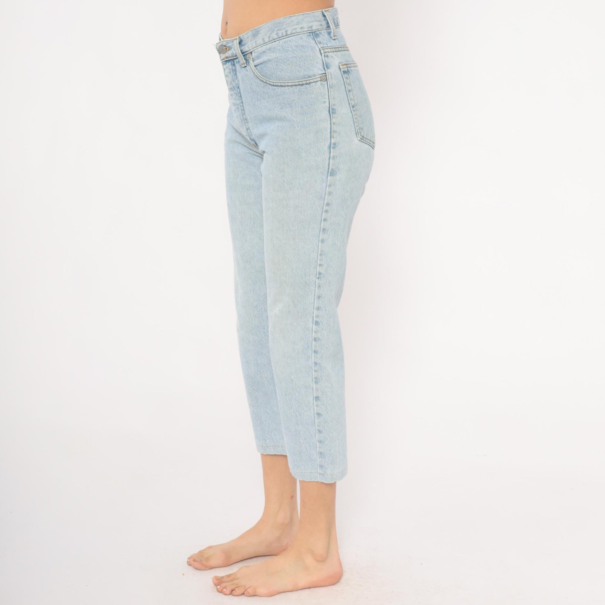 90s Guess Jeans Light Wash High Waisted Straight Leg Crop Denim W30 L30