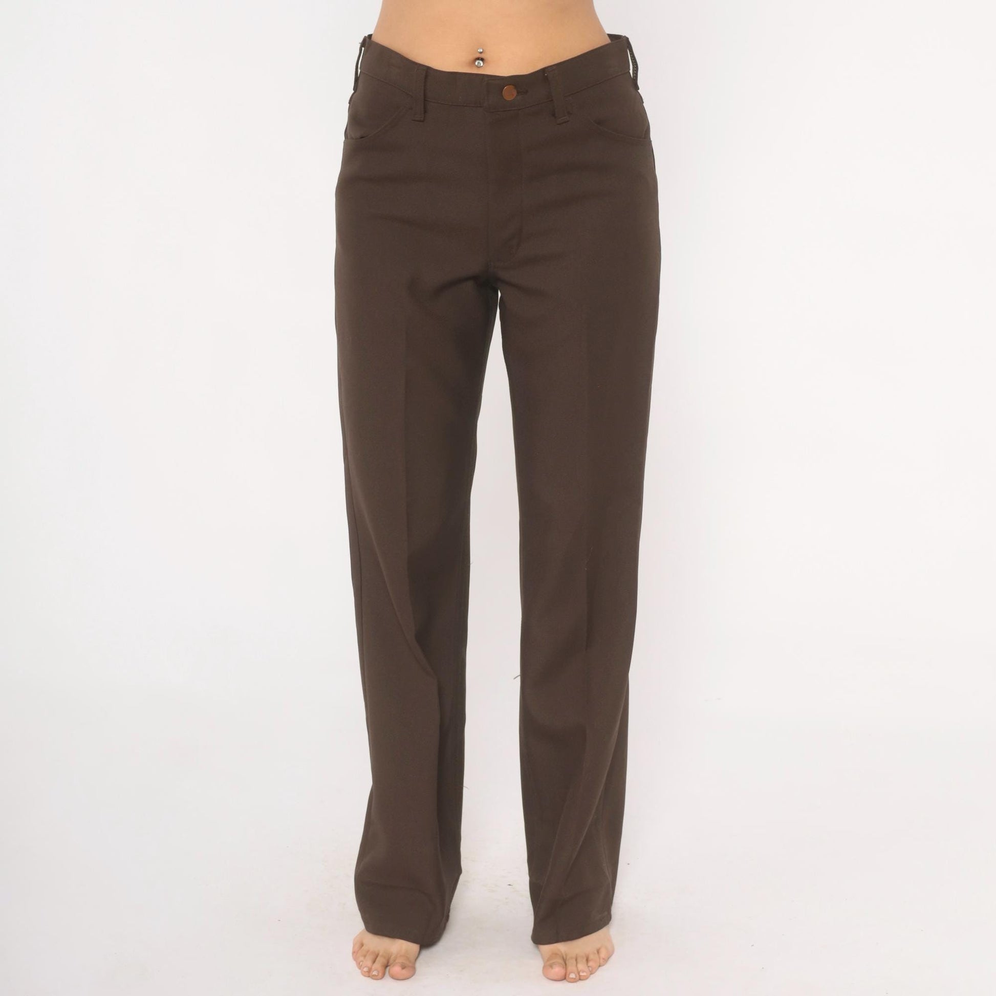 70s Wrangler Brown Straight Leg Trousers High Waist Western Five Pocket 32x32