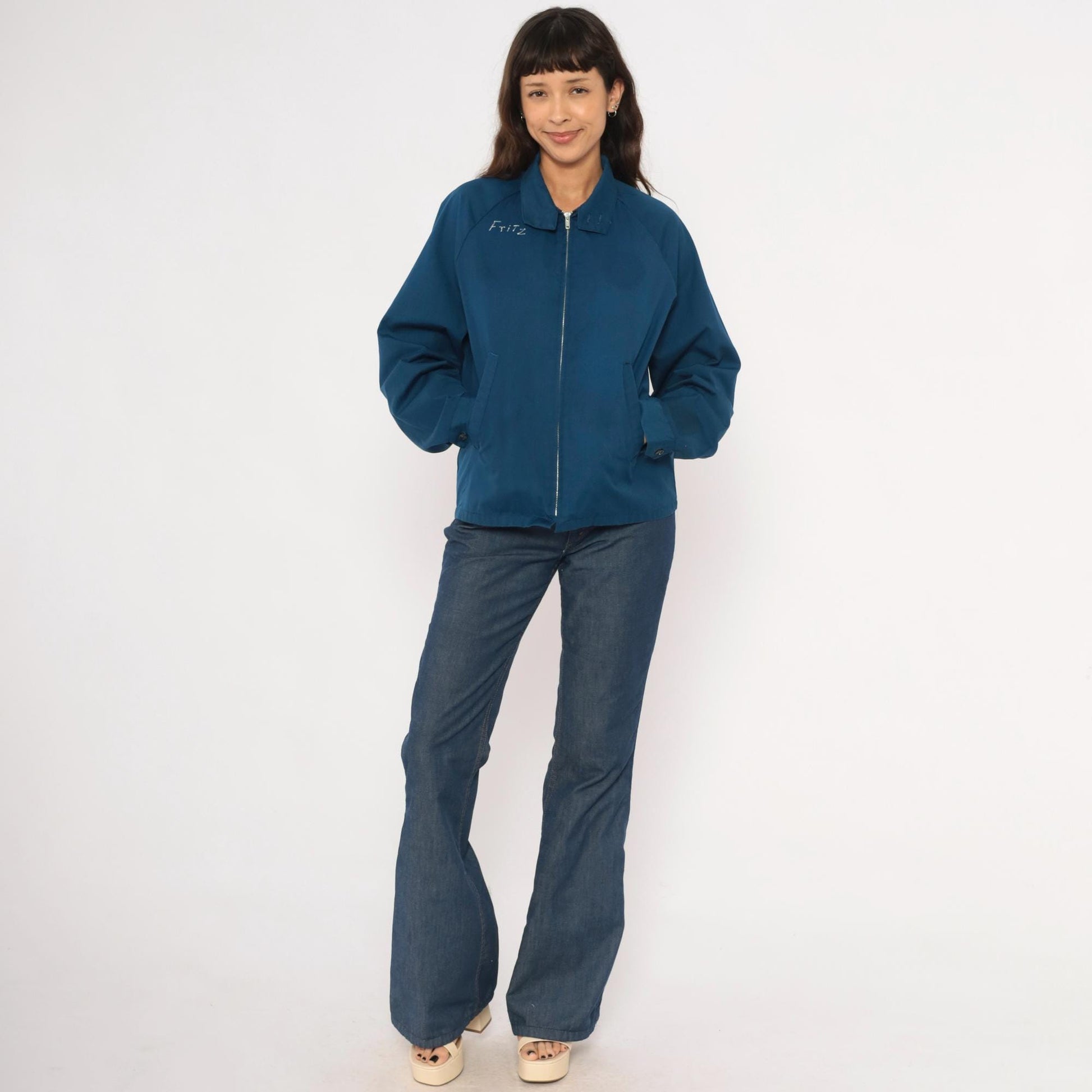 80s Sports Master Colorado Unit Windbreaker Navy Zip Jacket Bighorn Ram Medium