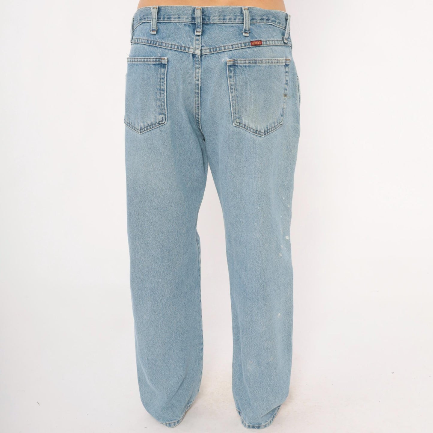 00s Rustler Light Wash Straight Leg Jeans Distressed Blue Denim 36x30